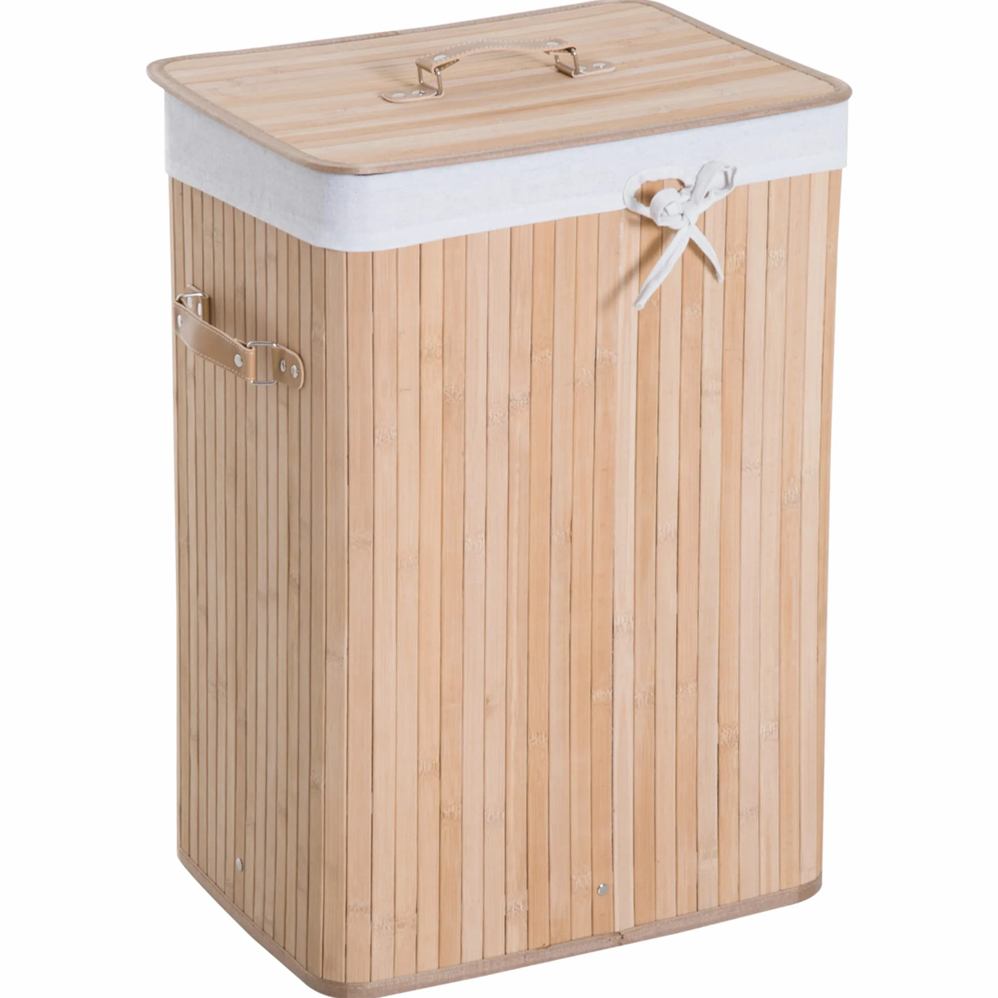 HOMCOM Cesto Portabiancheria in Bambù con Coperchio, Cestino per Biancheria con Sacco in Tessuto Rimovibile, 40x30x60cm, Naturale