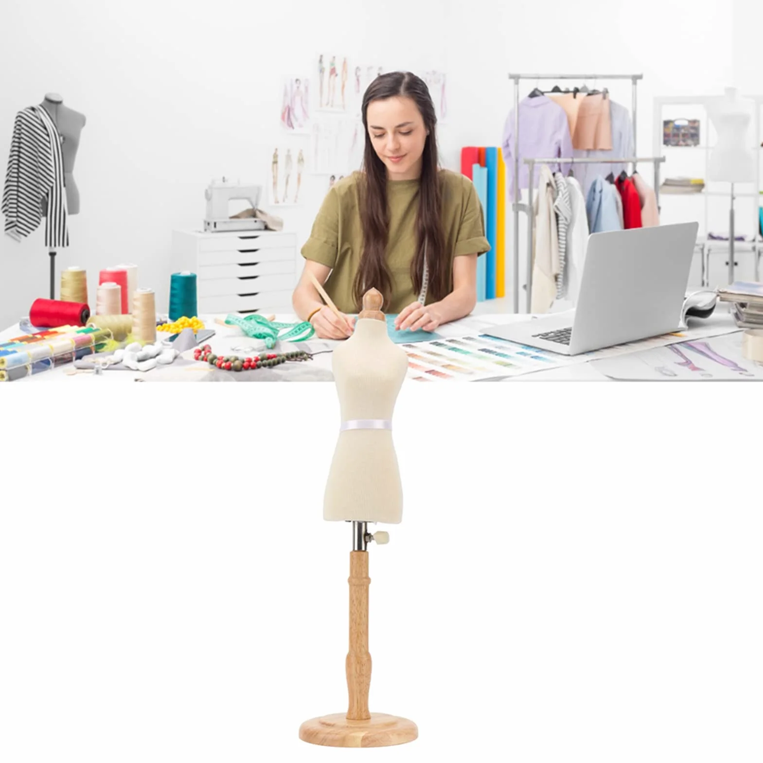 Fdit Mannequin Couture Torso, Manichino da Sarta Professionale con Spille, Modello da Donna