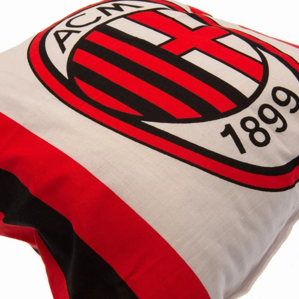 A.C. Milan Poduszka z bawełny 40x40 cm Biała Czerwona Czarna