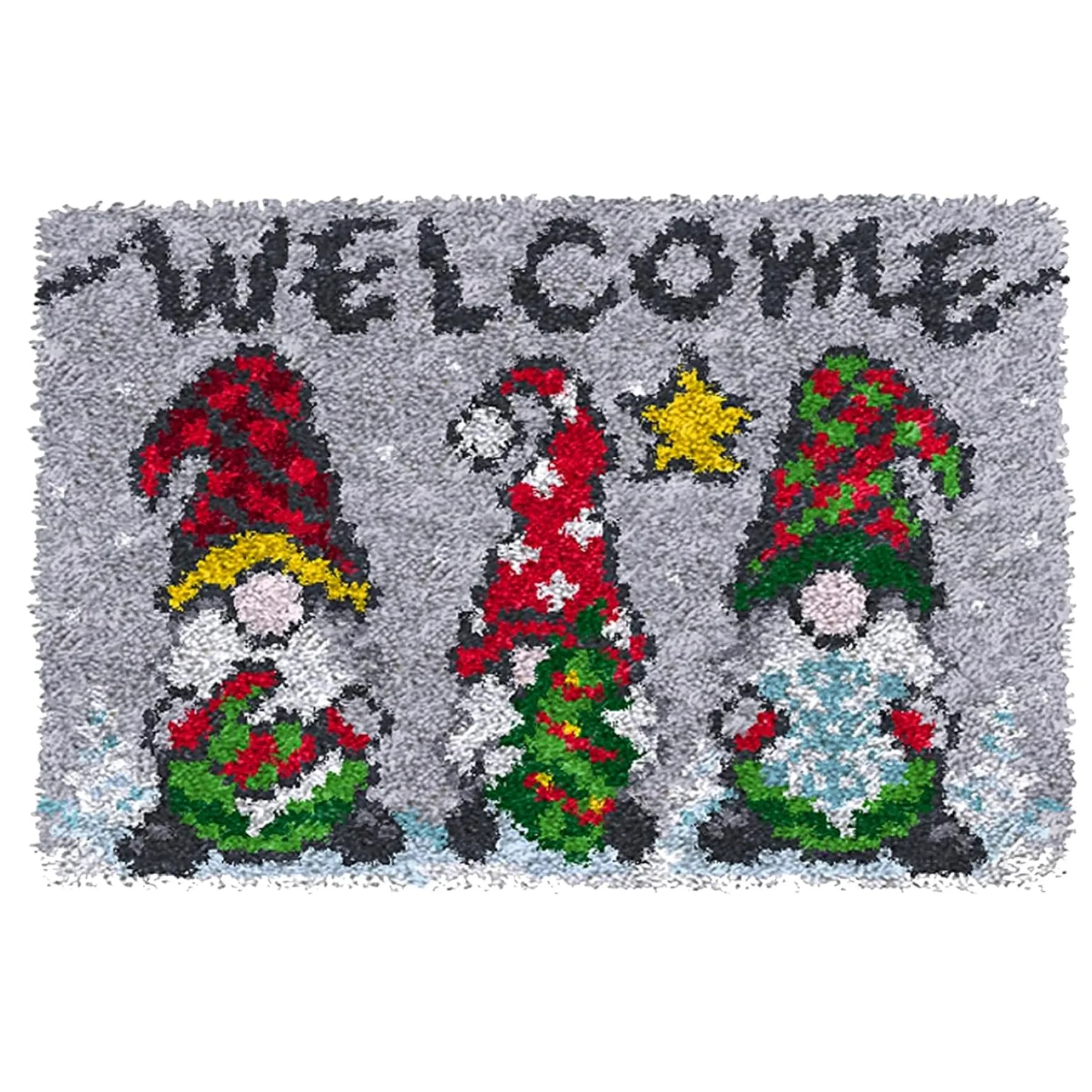 Kit ganci a chiavistello per adulti, kit di arazzi incompiuti stampati di Natale, kit di tappeti per bagno fai -da -te, kit di recitazione da ricamo a tappeto per adulti per bambini principianti