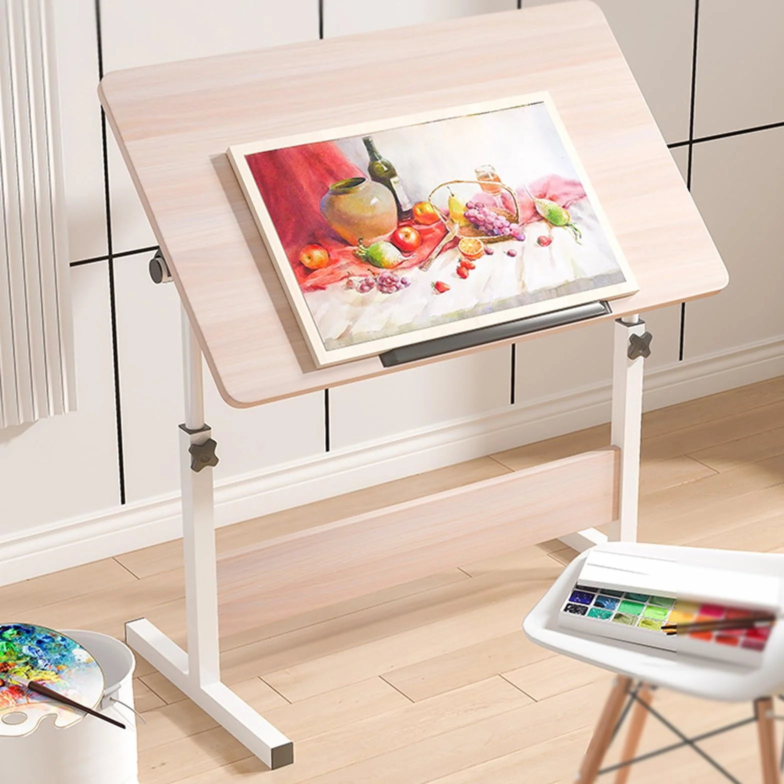 Tavolo da disegno regolabile con cavalletto, versatile spazio di lavoro artistico e design per artisti, architetti, casa, ufficio, disegno, schizzi, progetti creativi, altezza regolabile, design