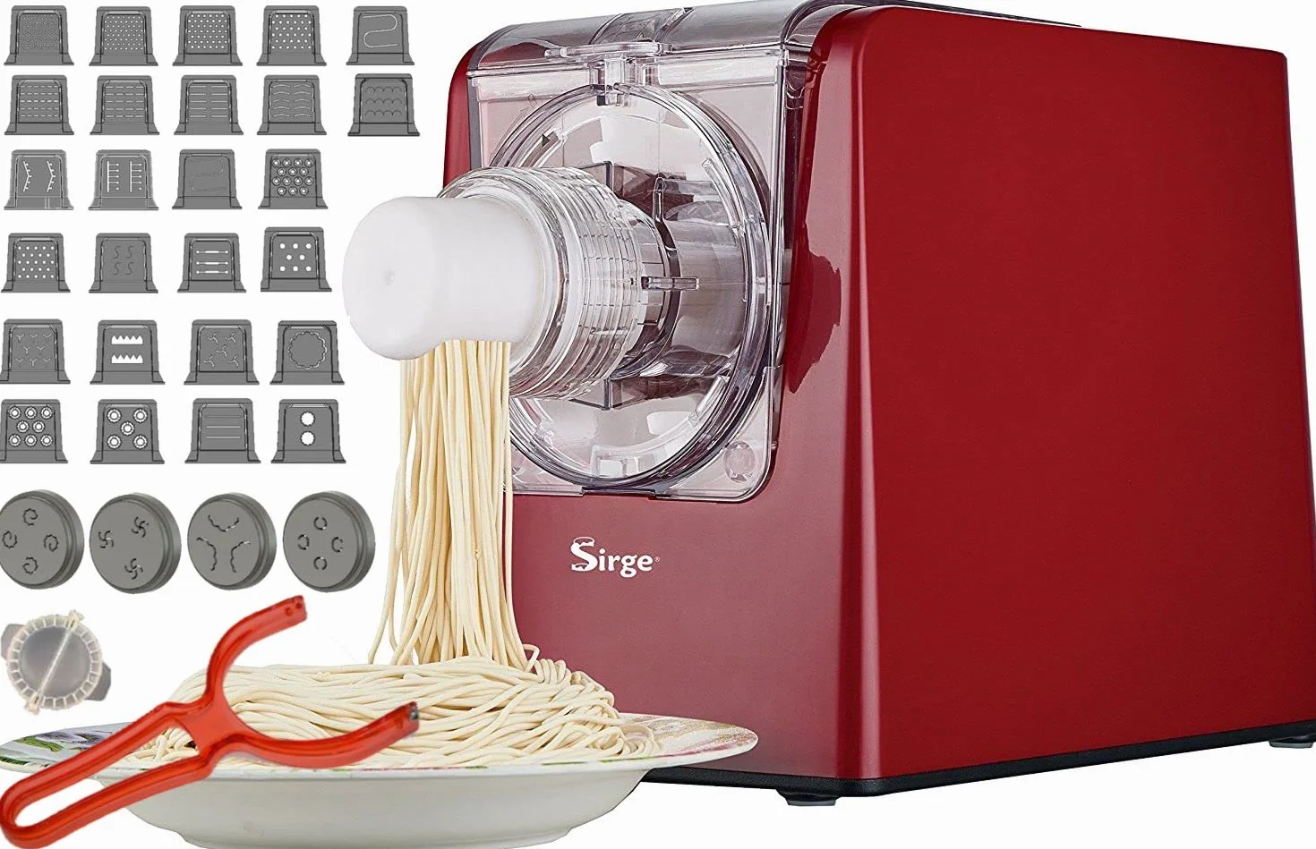 Sirge PASTAMAG30 Macchina per la Pasta 300 W - 30 Trafile - fino a 900gr di pasta - Estrusione Verticale e Orizzontale - inclusi accessori per ravioloni omaggio