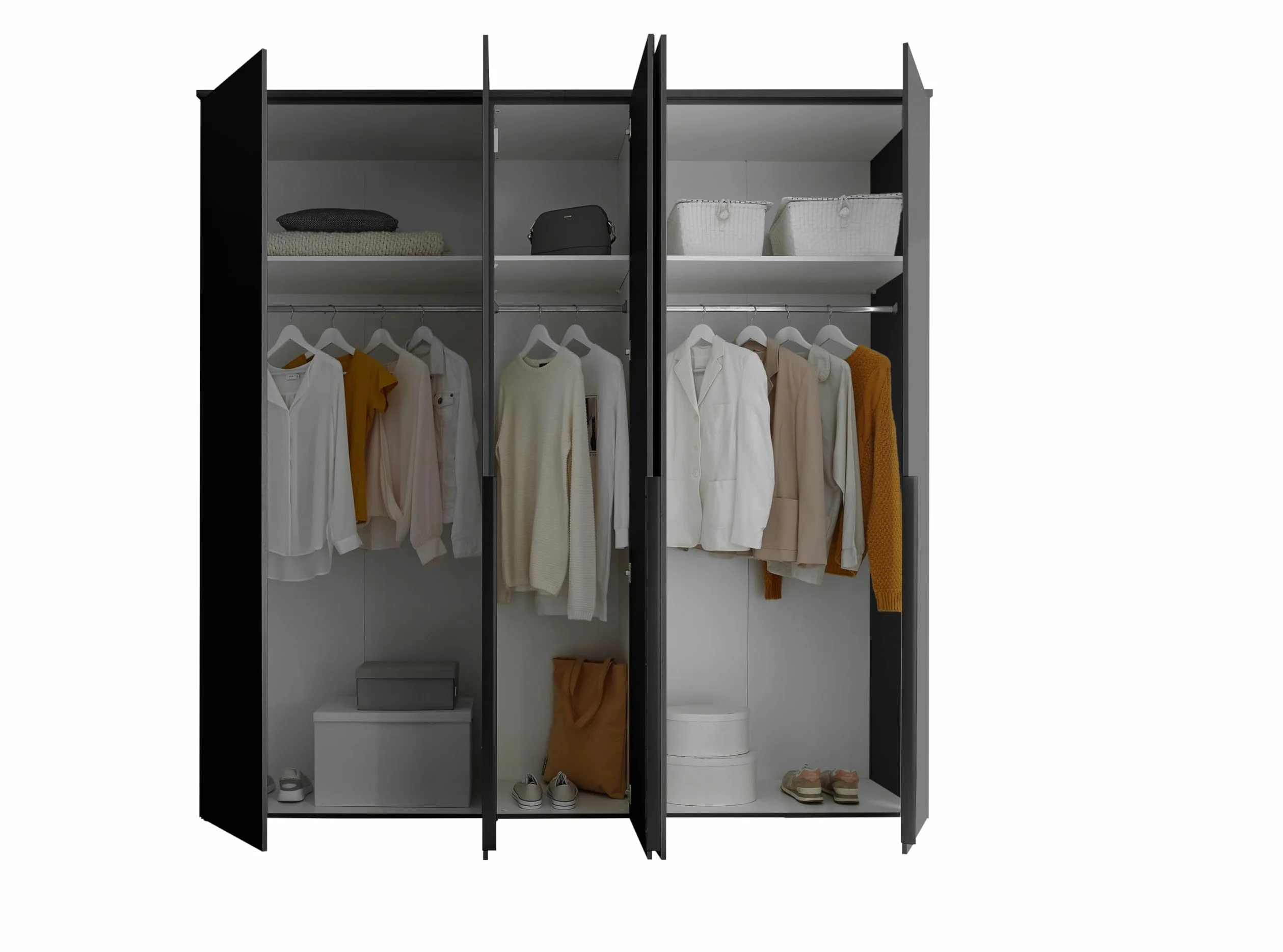 AVANTI TRENDSTORE - Civiasco - Armadio con 5 ante a battente di colore antracite Dimensioni ca. LAP 225x225x52cm