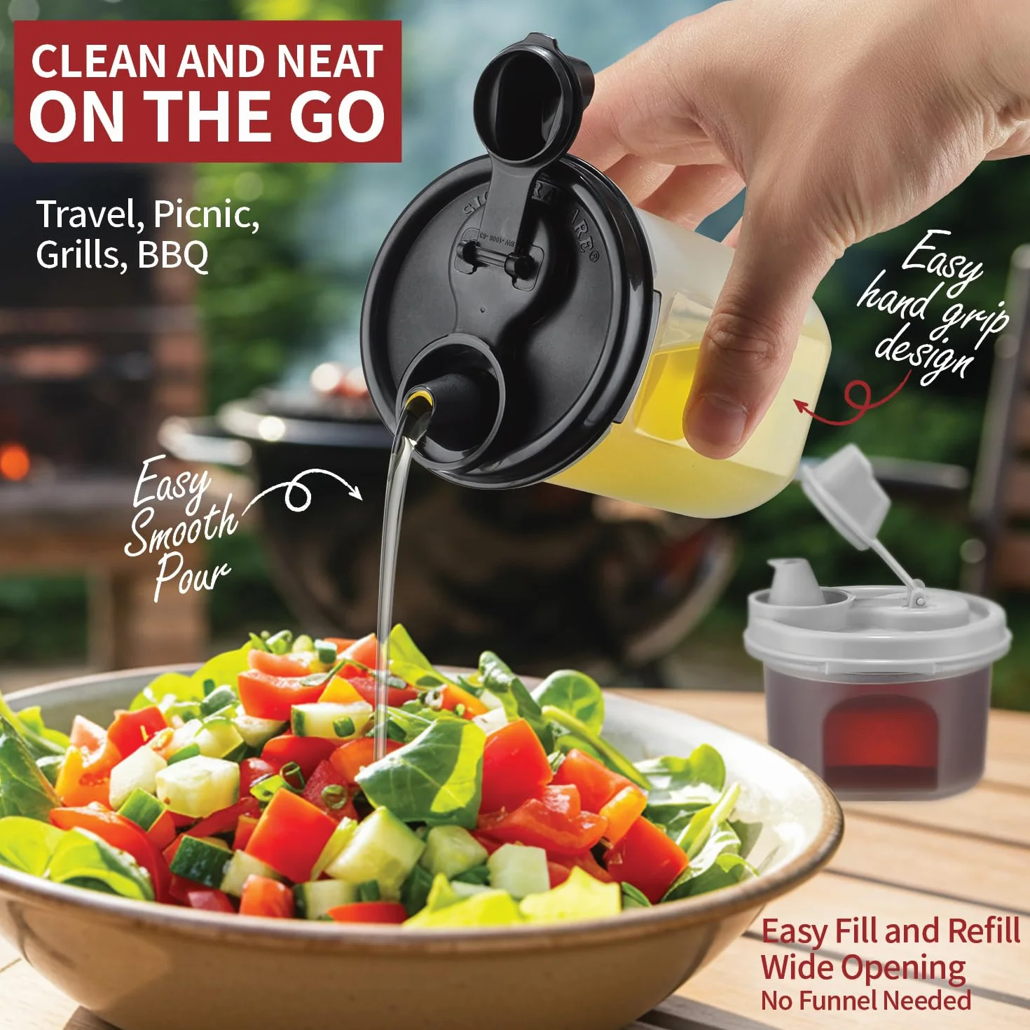 SIGNORA WARE Dispenser per olio e aceto, bottiglie per salsa di aceto balsamico, salsa di soia, bottiglie per condimenti per insalata con beccuccio facile da versare, contenitori ermetici e a tenuta