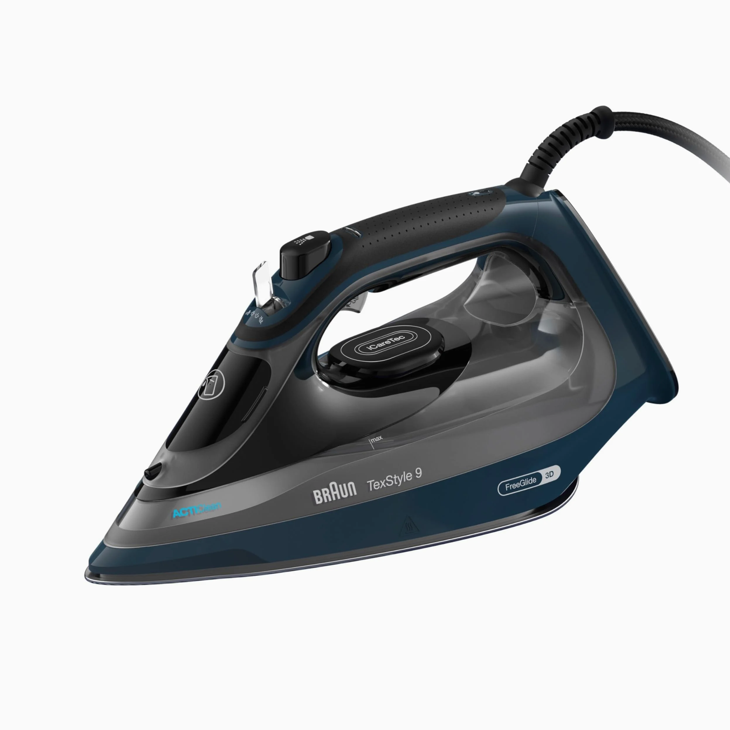 Braun TexStyle 9 SI9682DB Ferro da Stiro a vapore con 5 Anni di Assistenza, Colpo Vapore 260g/min, Modalità ECOMODE Risparmio Energetico, Piastra Freeglide 3D Eloxalplus, Serbatoio 330ml, Blu