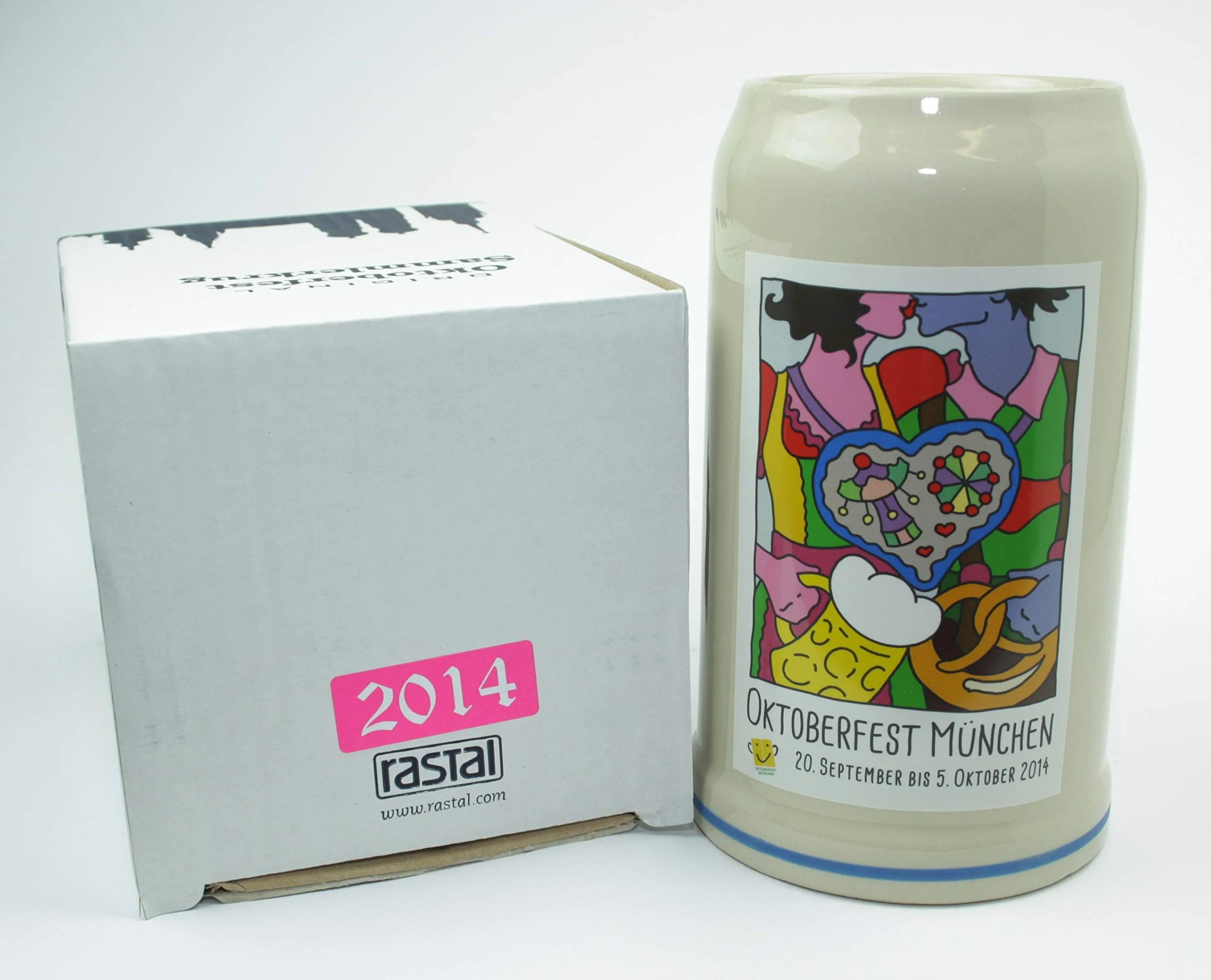 Boccale originale Oktoberfestkrug 2014 I, brocca annuale I Wiesnkrug I da collezione, confezione originale