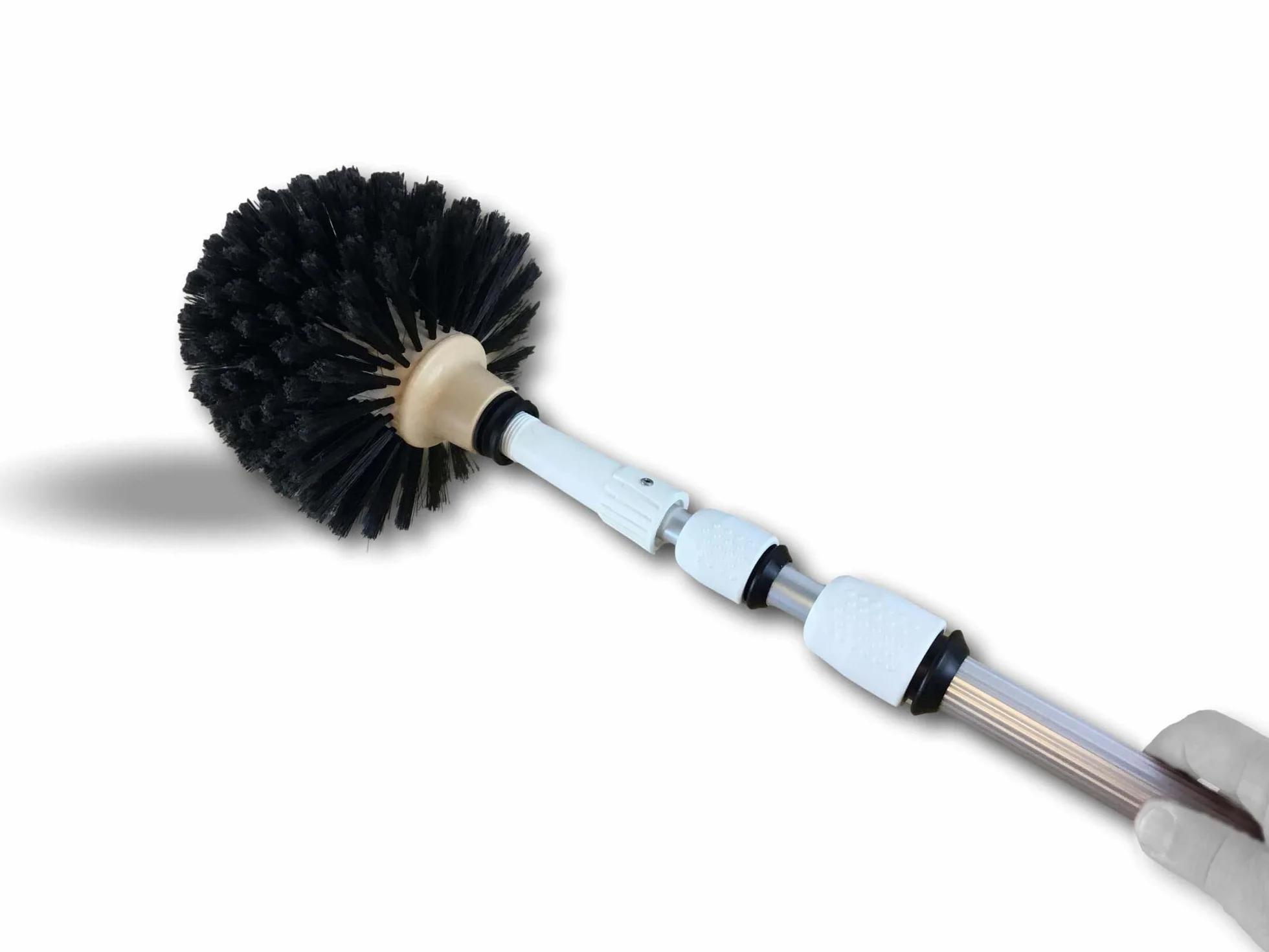 Kibros Scopa con spazzola rotonda 3,80 m Manico telescopico alluminio Ø 180 mm Testa professionale