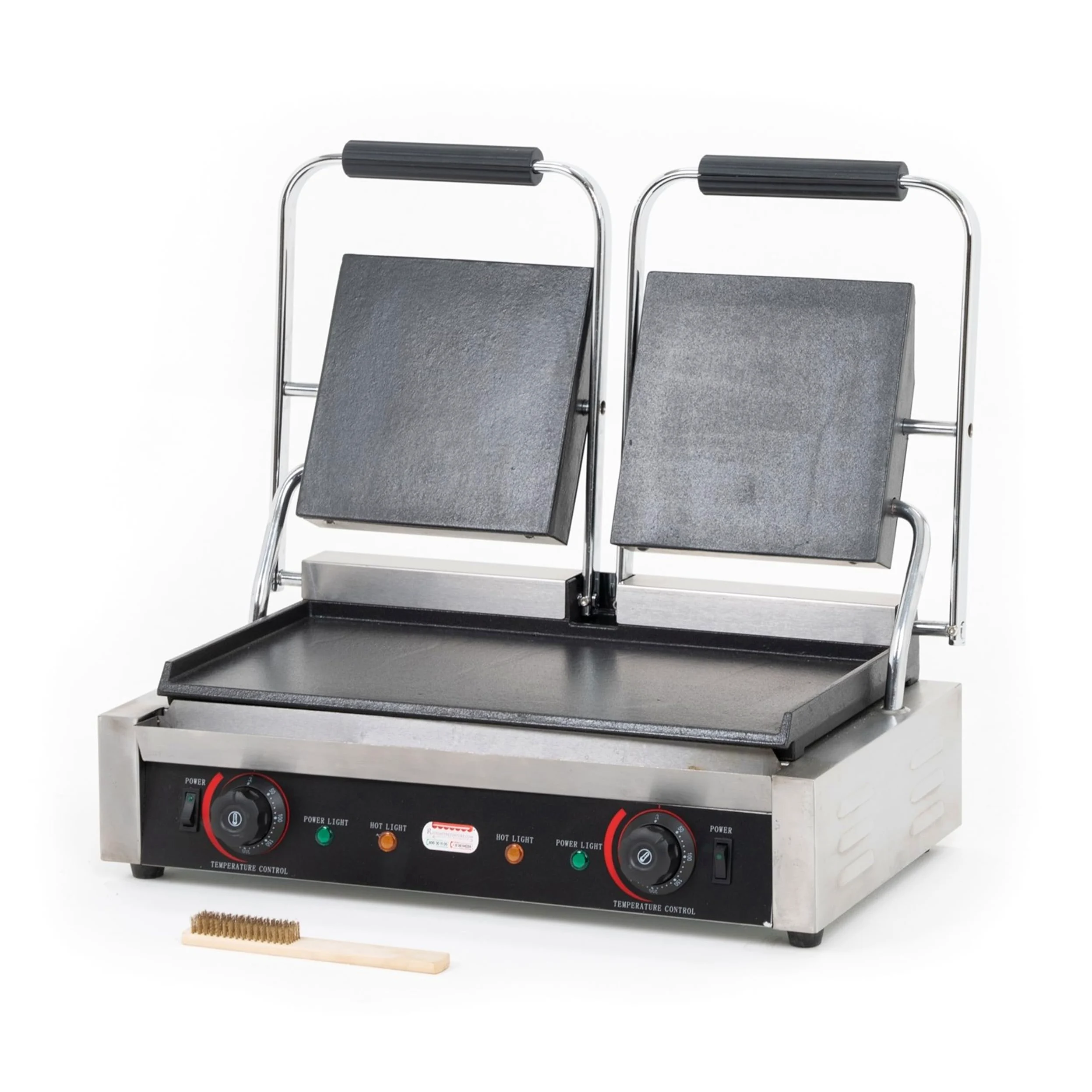 Ristoattrezzature - Piastra Panini Elettrica Doppia - Liscia/Liscia - Griglia Professionale per Ristoranti e Bar - 57x37x21 cm - 3.6 kw