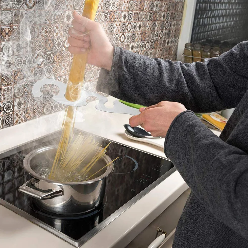 Strumento per la Misurazione degli Spaghetti in Acciaio Inossidabile a 4 Fori per Misuratore per Righello per Spaghetti Gadget per la Pasta, Strumento per la Misurazione Rapida