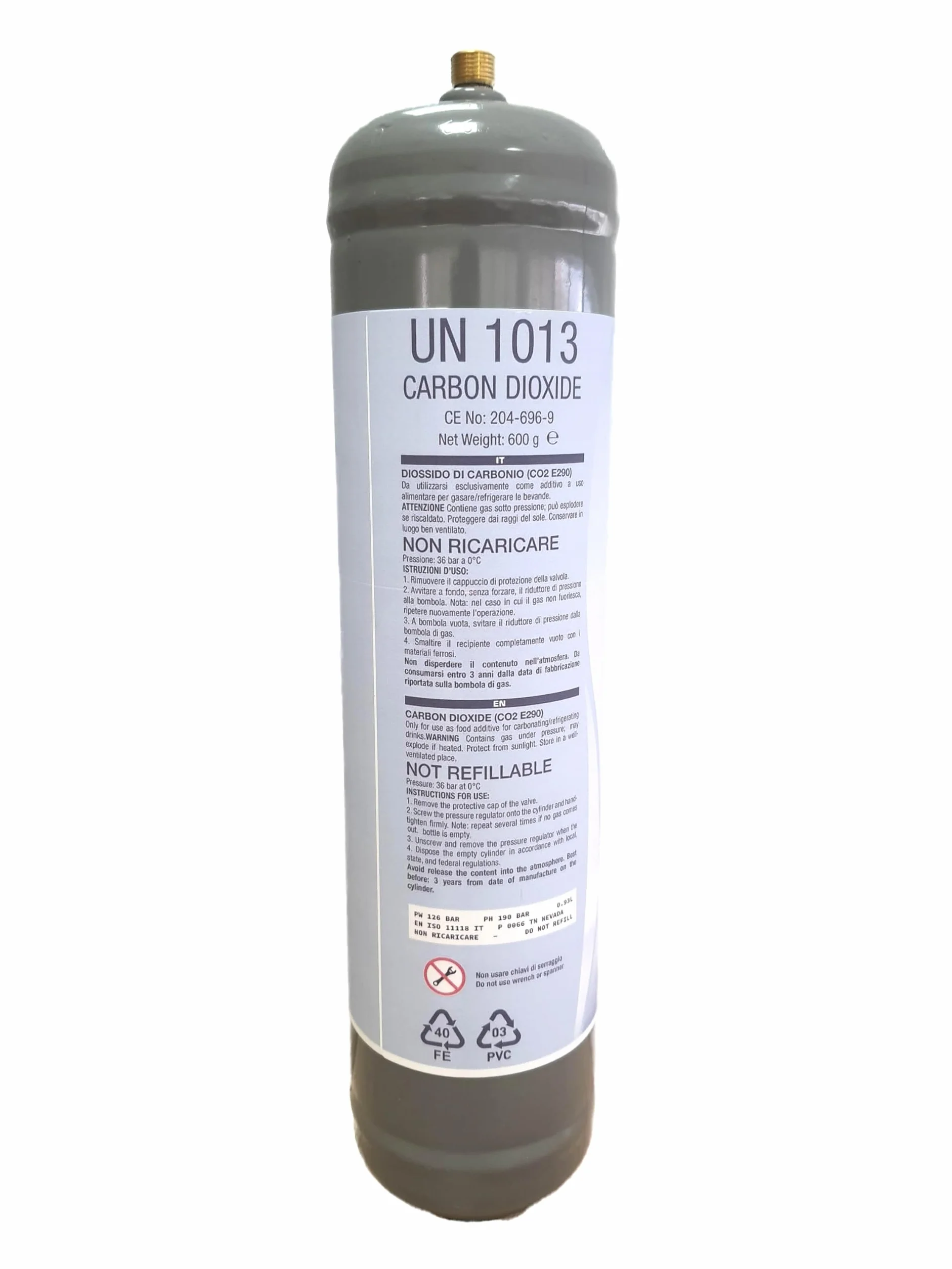 GASFRIGO® Bombola CO2 600 g attacco M11x1 gazatore acqua frizzante - 4 szt.
