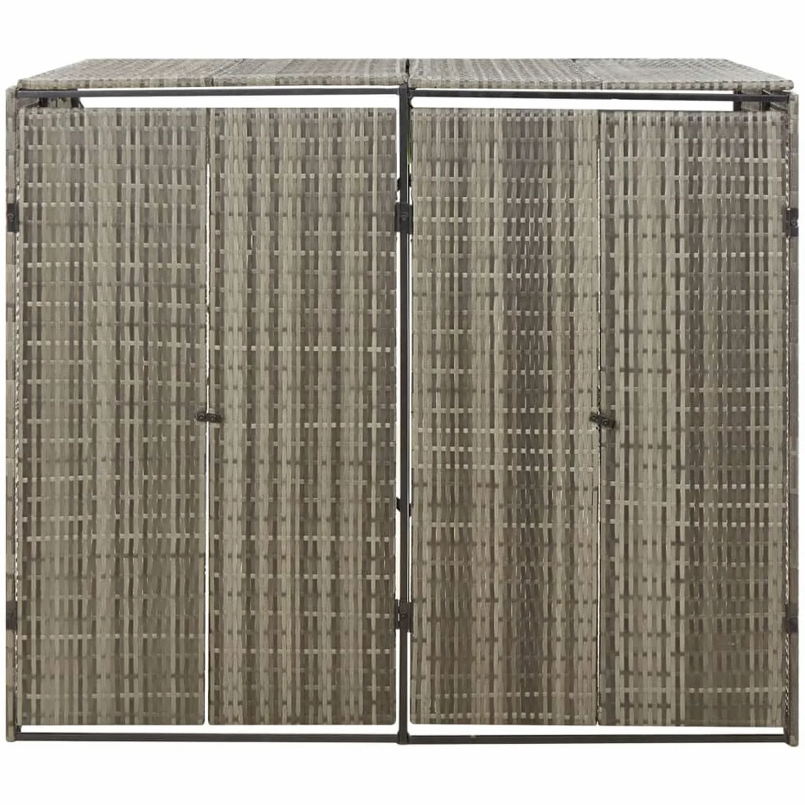Festnight Copribidone Doppio, Mobile Spazzatura, Copri Bidoni Pattumiera, Bidoni Spazzatura ​pattumiera da Giardino, Grigio 140x80x117 cm in Polyrattan
