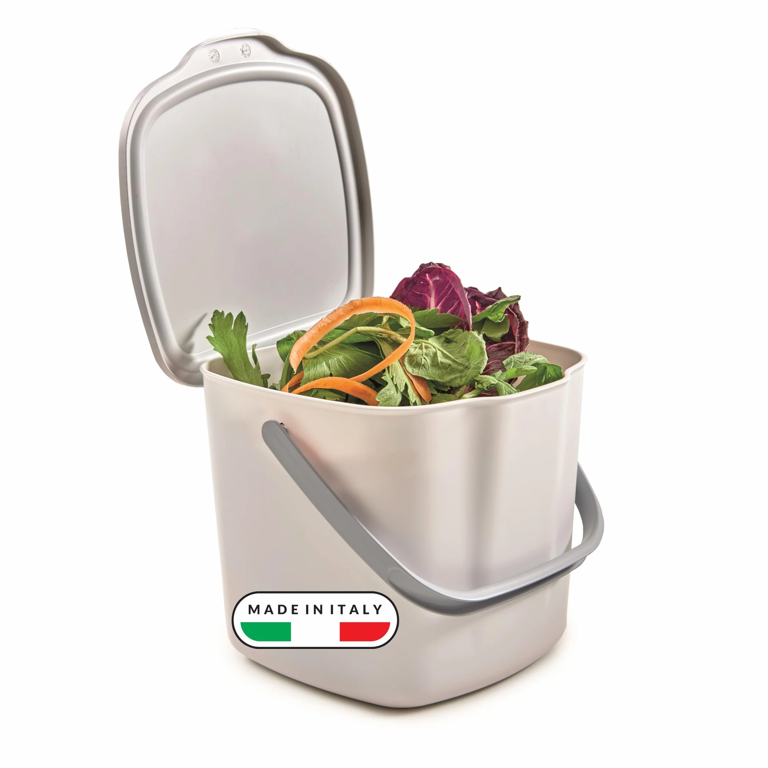 Snips Pattumiera Umido Cucina 3L – Pattumiera Sottolavello da Appendere con Coperchio Rimovibile, Manico e Gancio, 20,5 x 18,5 x 16,7 cm, Bianco – Made in Italy