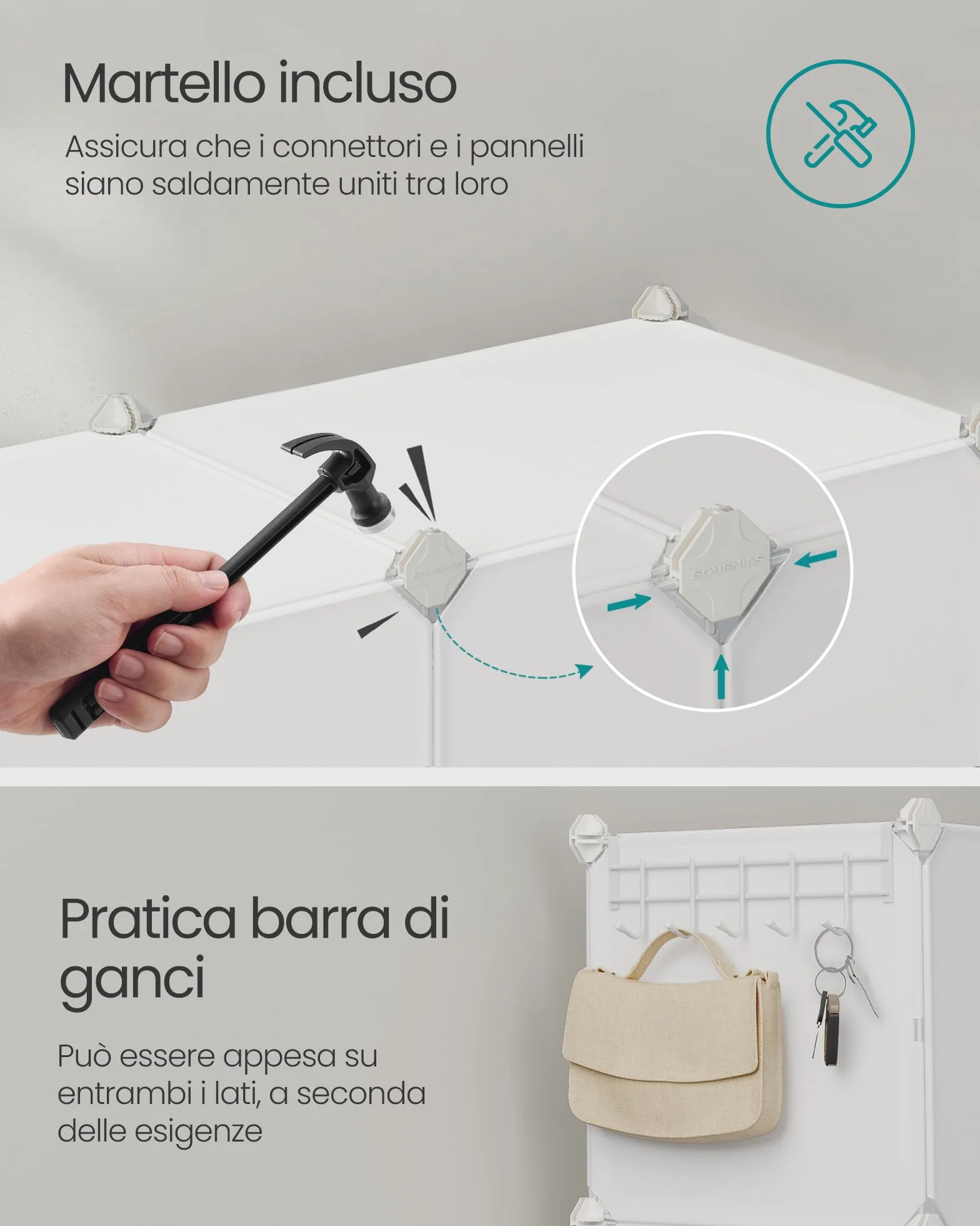 SONGMICS Scarpiera Modulare 12 Scomparti 48 Paia Scarpe con Sportelli Telaio Acciaio Bianco Nuvola LPC040W02