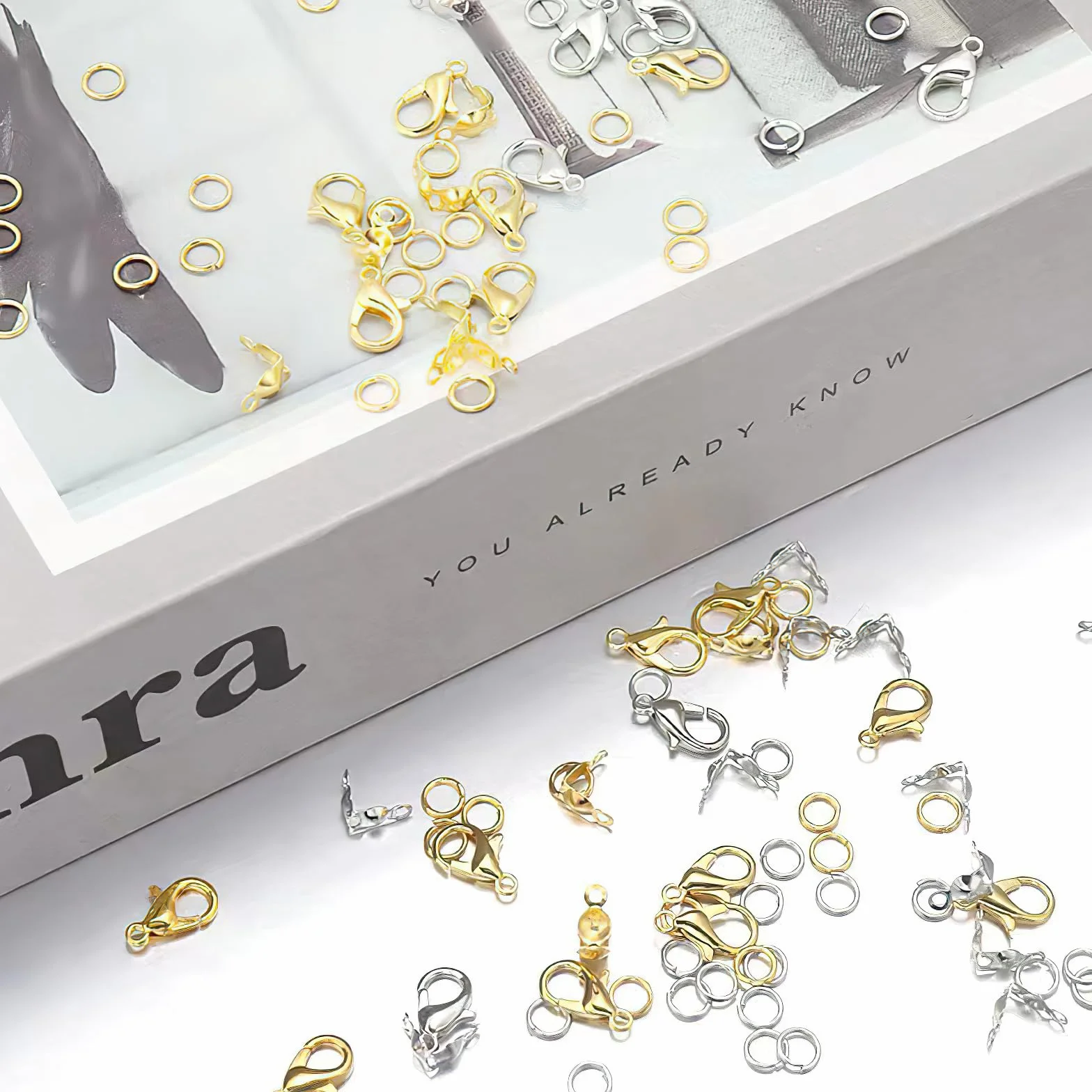 1140 Chiusure Gancetti per Braccialetti, Ganci per Braccialetti fai da te, Chiusura Chiusure per Collane, Accessori per la Creazione di Gioielli, Kit per Gioielli, Oro e Argento