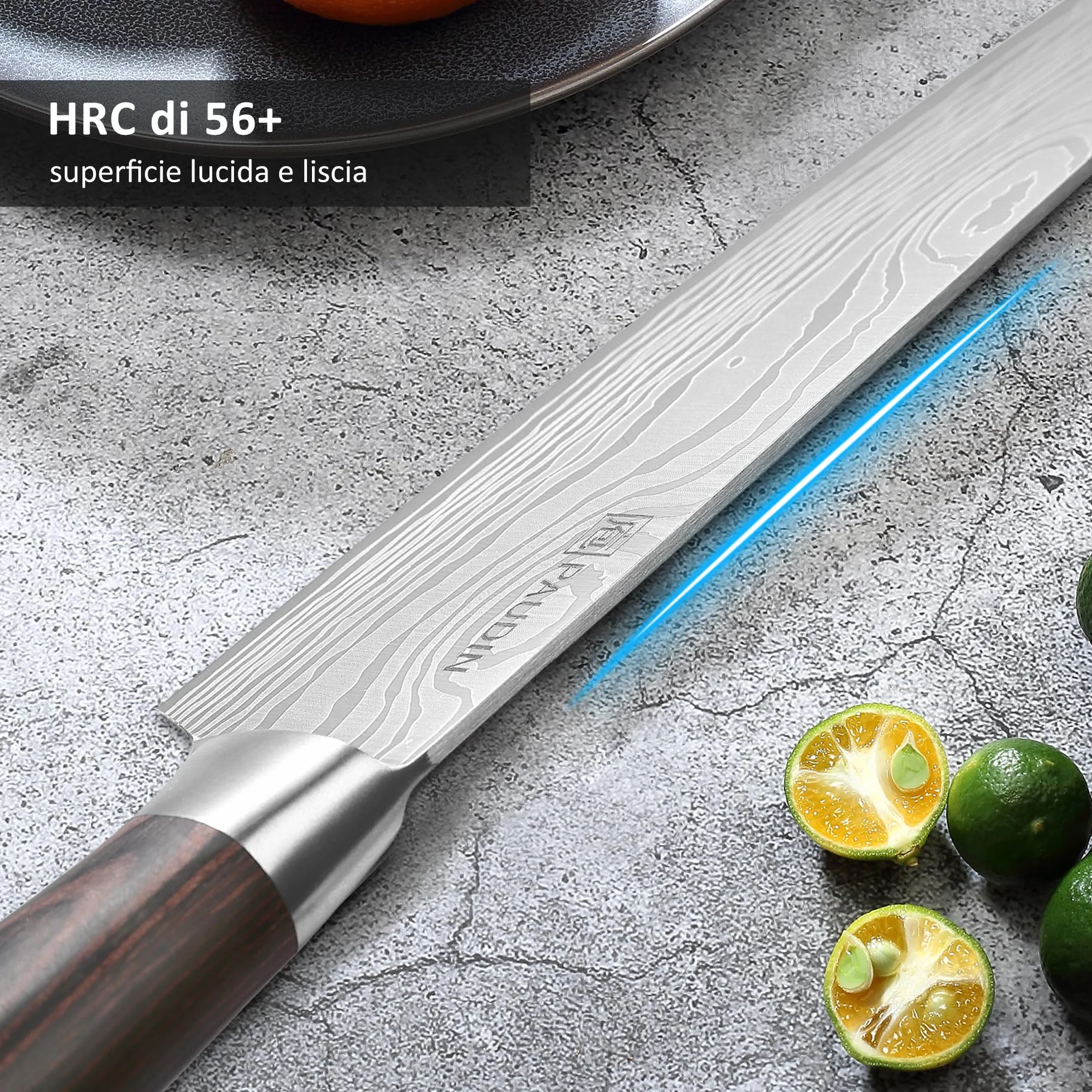 PAUDIN Coltello da Chef Professionale da 20 cm, da Cucina per Cuoco, in Acciaio Inossidabile al Carbonio di Alta Qualità, Lama Super Affilata con Impugnatura Ergonomica