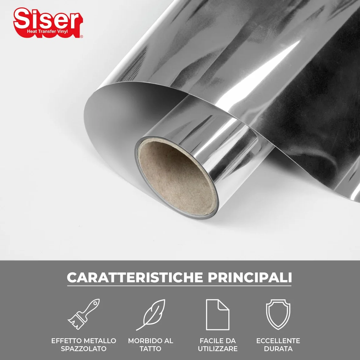 Siser Metal Silver Argento Vinile Termotrasferibile Metallizzato 30cm x 0,5mt