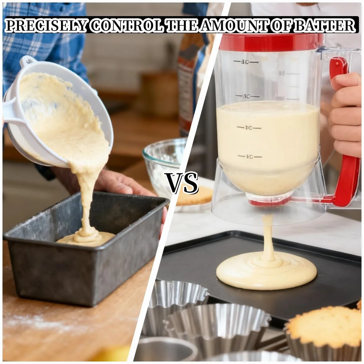 Dispenser di Pasta per Pancake con 1 Pennello da Cucina in Silicone, 900ml Dispenser Manuale per Pastella per Pancake ABS Separatore di Pastella per Cupcake Antigoccia per Torta Waffle Muffin