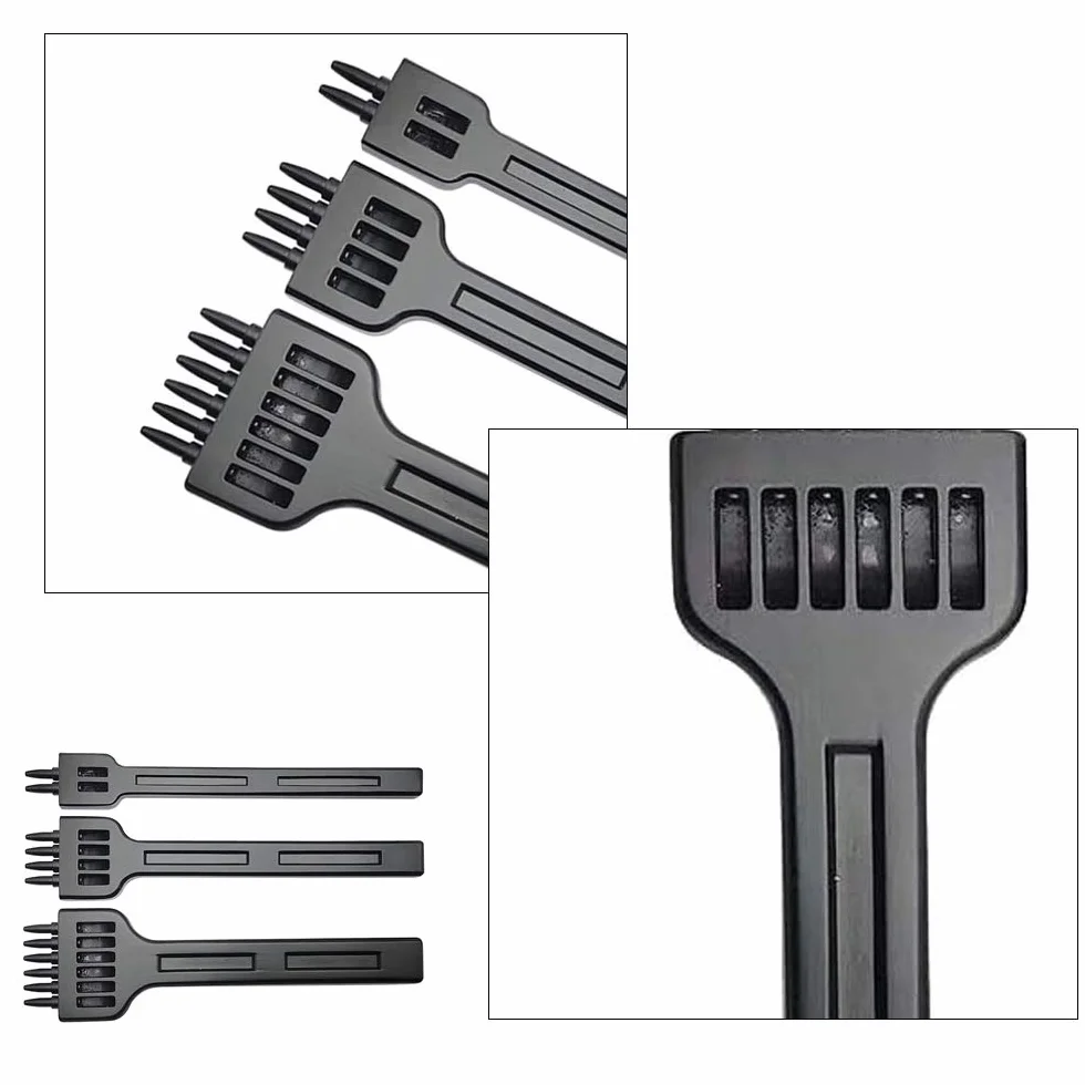 Scalpelli Set di Cuoio, 3 Pezzi Pugno Acciaio, Punzoni in Pelle, Professionale DIY Metallo 2/4/6 Poli Perforazione Strumenti per Cintura, Pelle, Cinturino, Cartoncino, Gomma (5 MM)