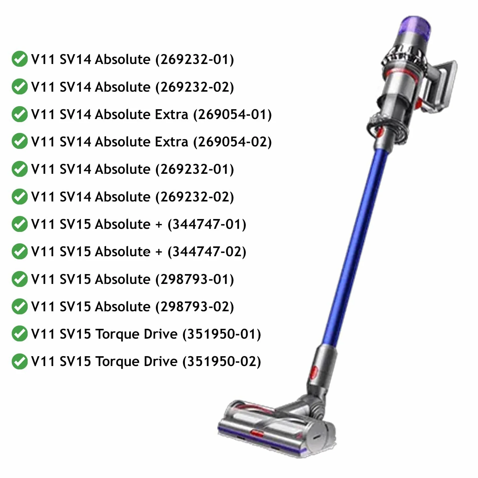Testina per aspirapolvere Dyson High Torque per modelli V11 SV14 SV15 970100-05 974720-03