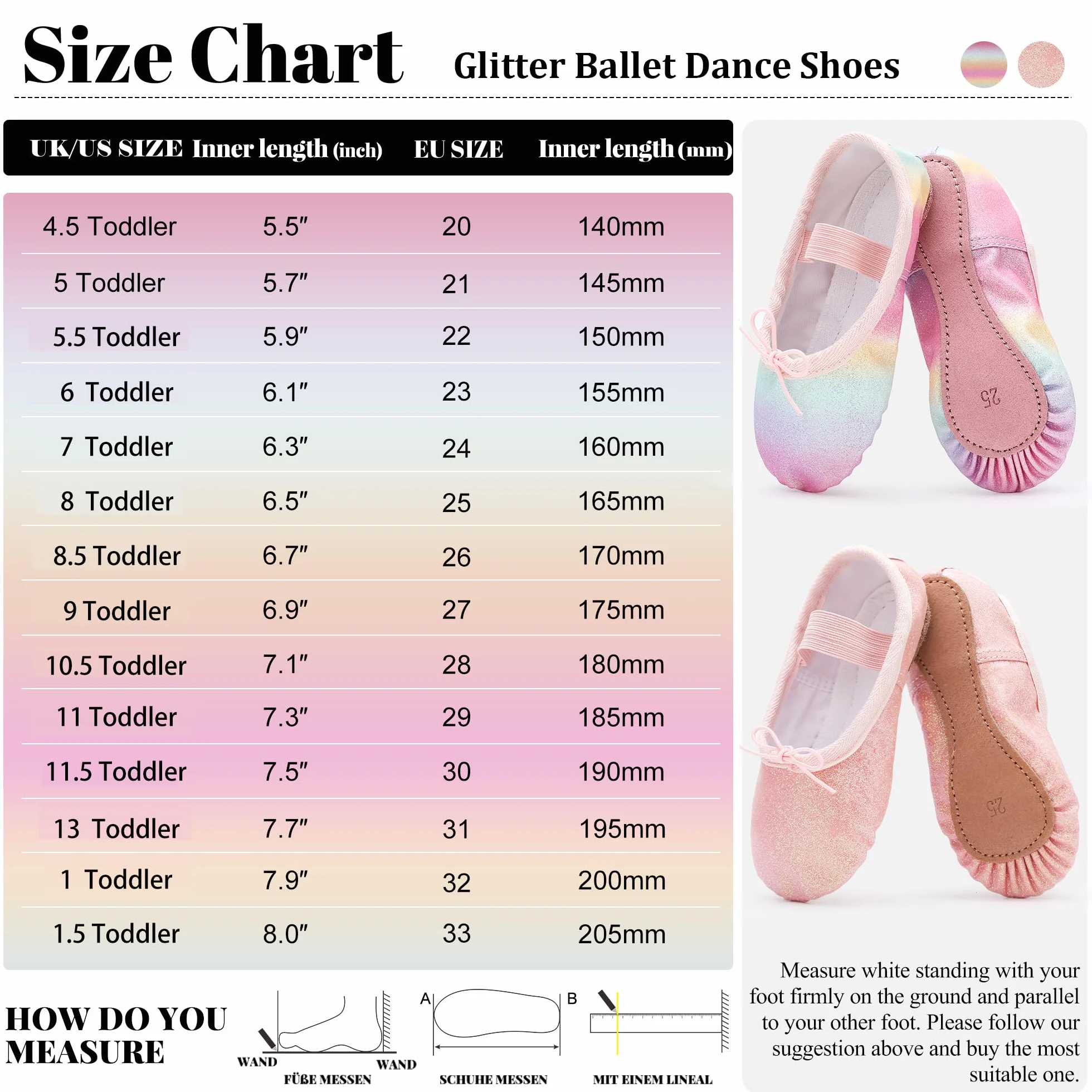Ballerina Scarpe da Ballo Danza Classica Bambina Glitterate Suola Intera