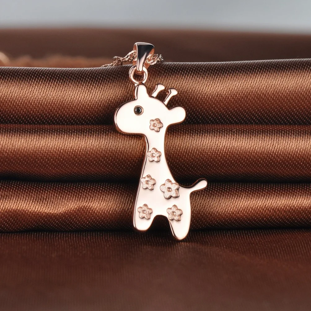 Infinite U Collana donna ciondolo giraffa argento Sterling 925 placcato rodio zirconia cubica