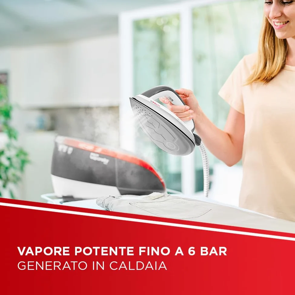Polti Vaporella Next VN18.30, Ferro da Stiro a Vapore con Caldaia, Pressione fino a 6 Bar, Potenza 2200 W, Funzione Eco e Turbo, Autonomia Illimitata, Steam Pulse 350 g, Grigio e Rosso