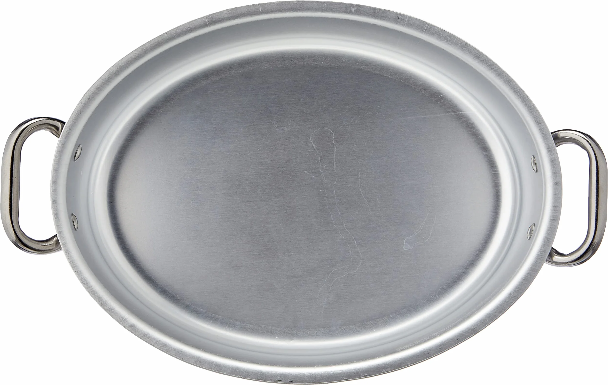 Pentole Agnelli Linea Alluminio 3 mm Professionale Casseruola Ovale con Maniglie Inox e Coperchio, Argento, 30 cm