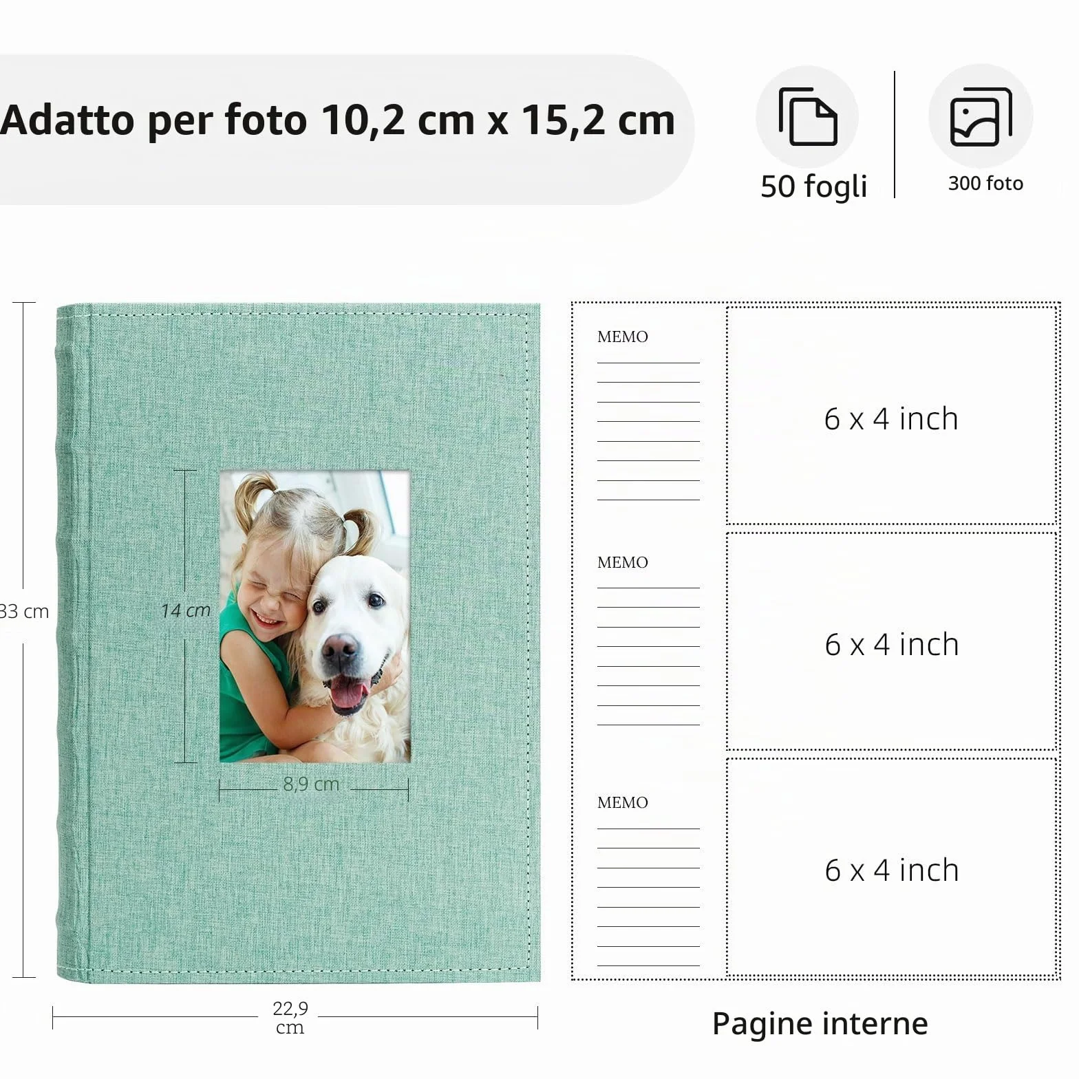 Vienrose Album Foto 10x15 cm 300 Tasche, Album Fotografico in Lino Con Copertina Cornice Grande Capacità per Matrimonio Famiglia Bambini Vacanze
