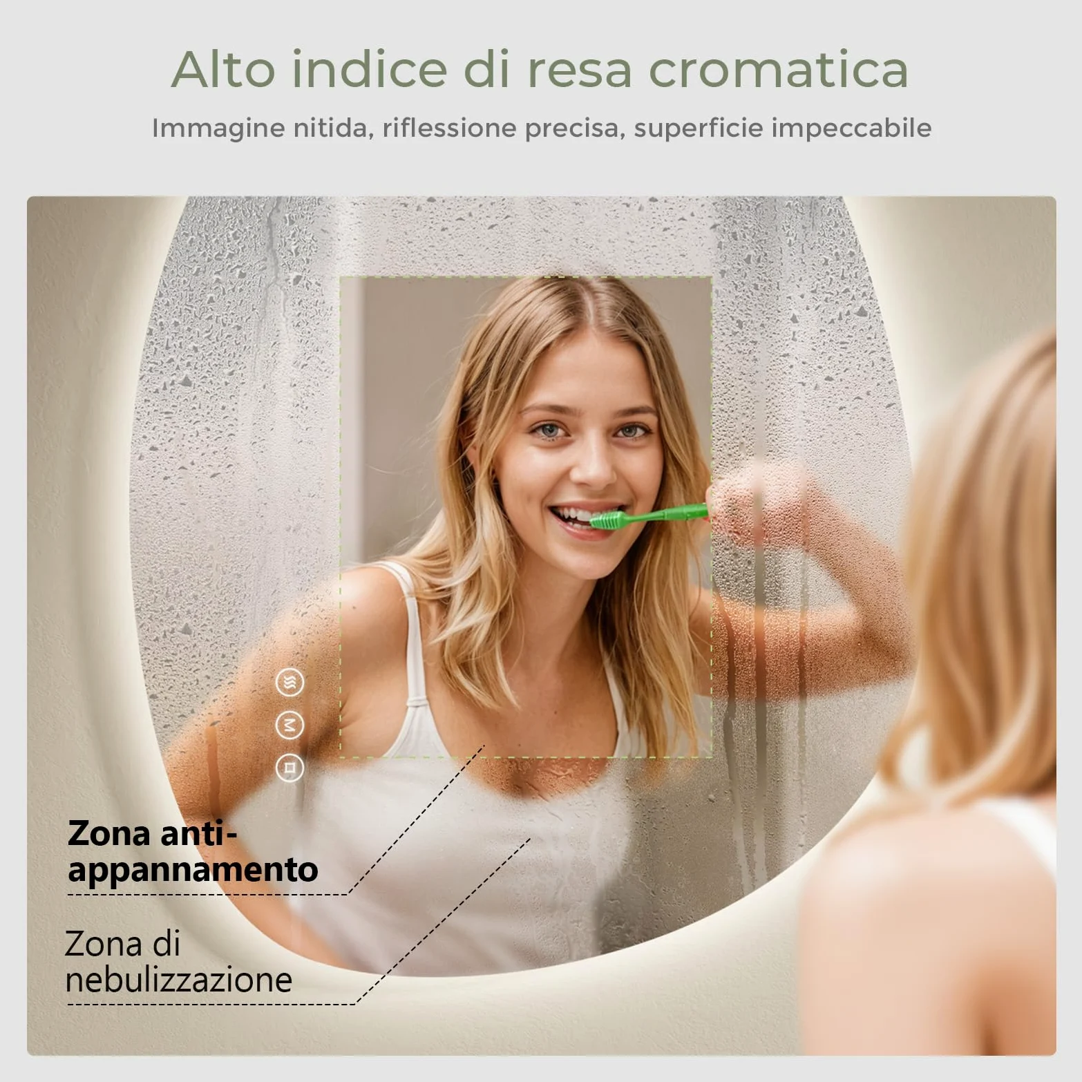 S'AFIELINA Specchio da bagno con luci a LED,75 x 55 cm,con interruttore Smart Touch,luce dimmerabile in 3 colori,anti-appannamento,funzione memoria,retroilluminato,specchio bagno asimmetrico