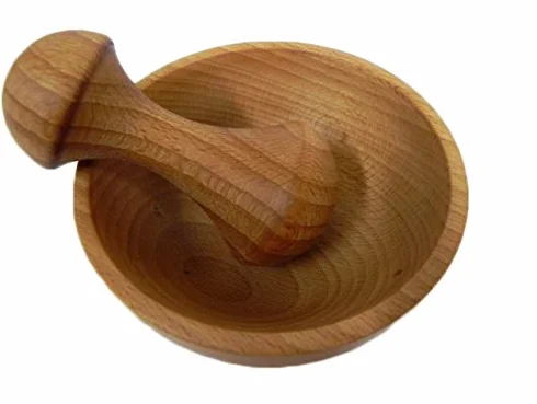 Set di mortaio in legno di faggio 10,5 cm x 6 cm per spezie e germogli