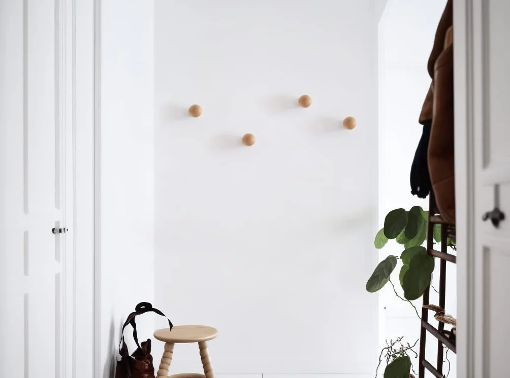 Mushroom Appendiabiti Muro Attaccapanni a Parete Legno Ganci Set di 4 Faggio Moderno Design