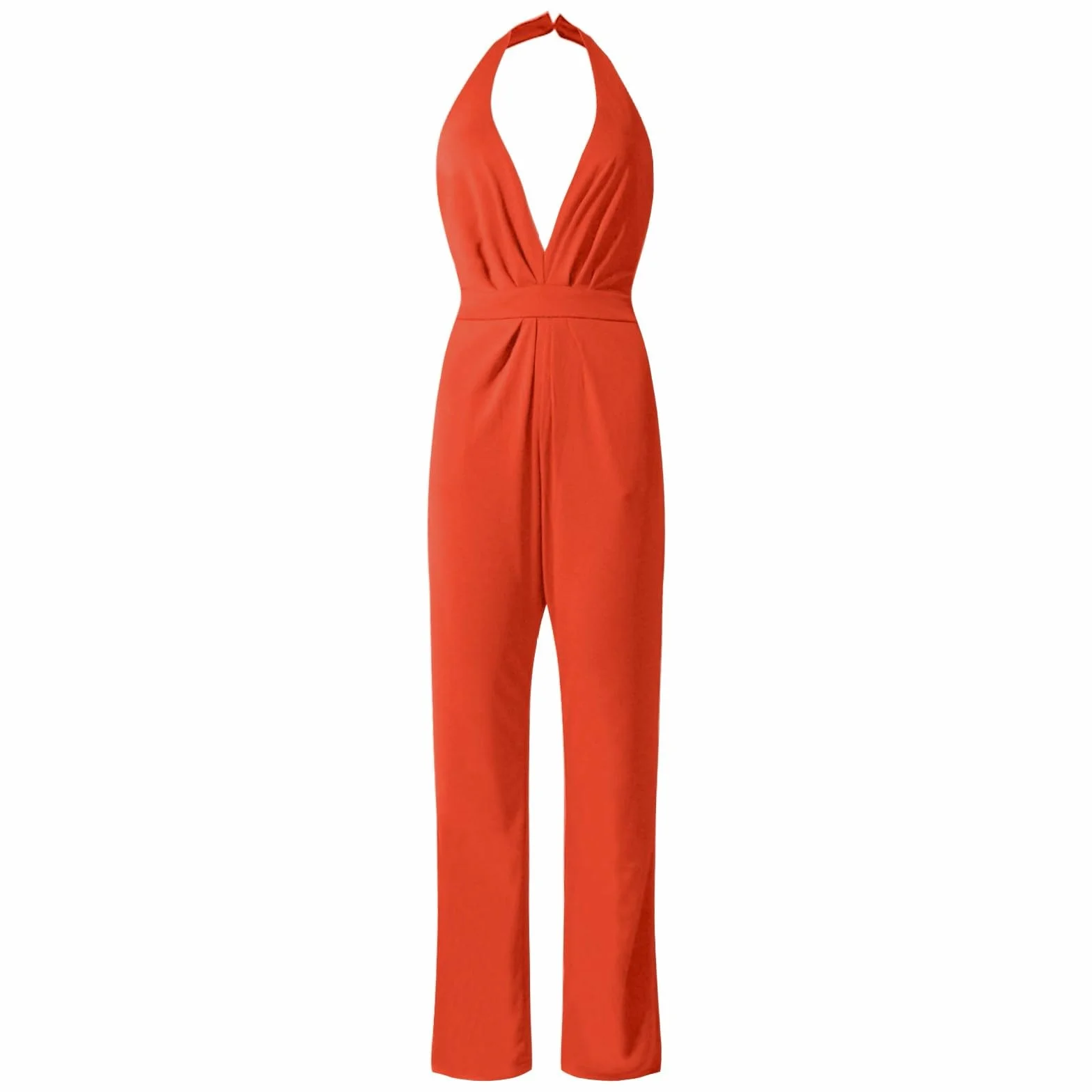 Tuta da donna senza maniche con scollo all'americana - Tutina senza schienale tinta unita alla moda senza maniche Tuta da lavoro sexy con scollo a V profondo salopette a gamba larga con tasche