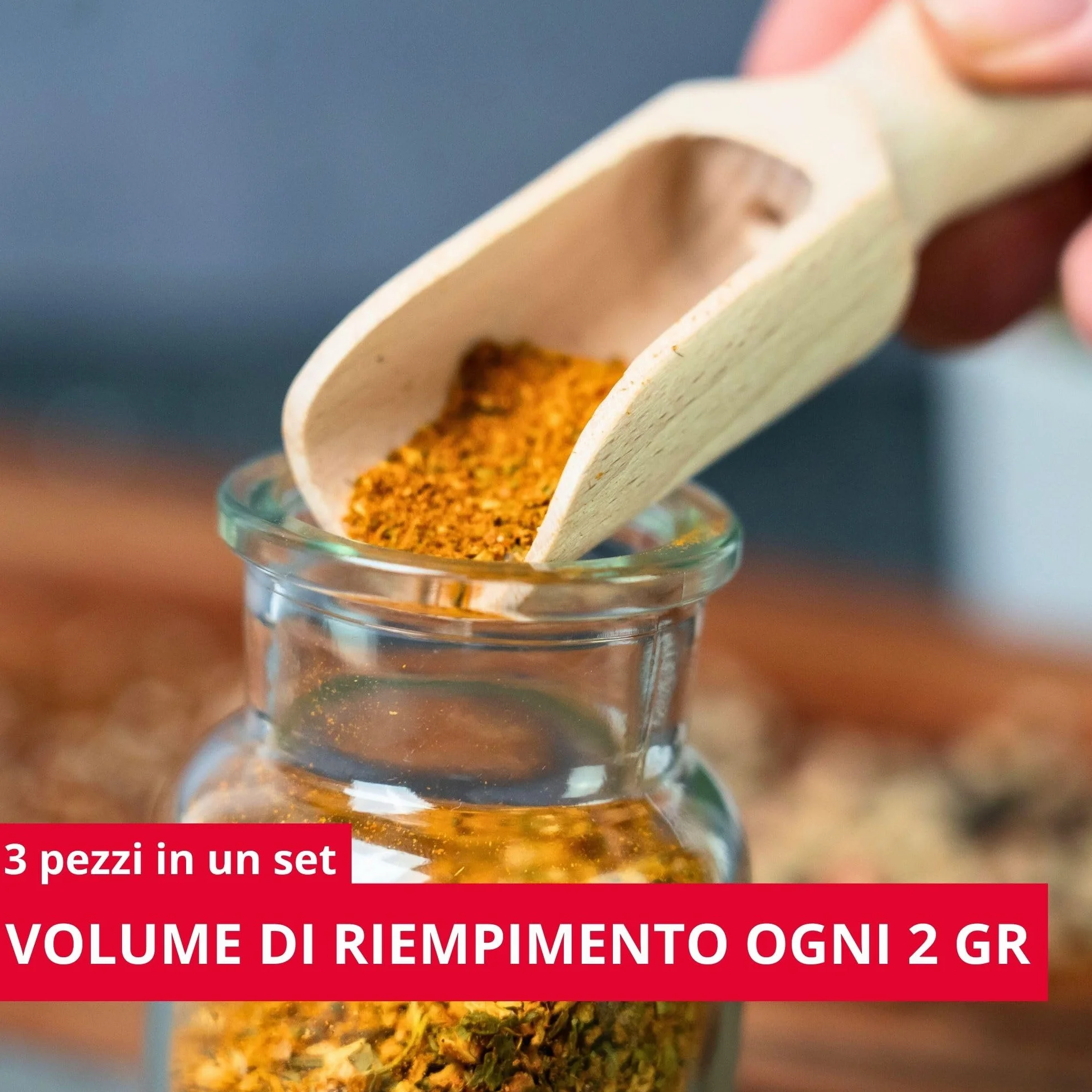 Westmark Set di 3 palette per spezie, volume di riempimento: 2 g (farina) 3 ml, in legno di faggio, mini, marrone chiaro, 91932270