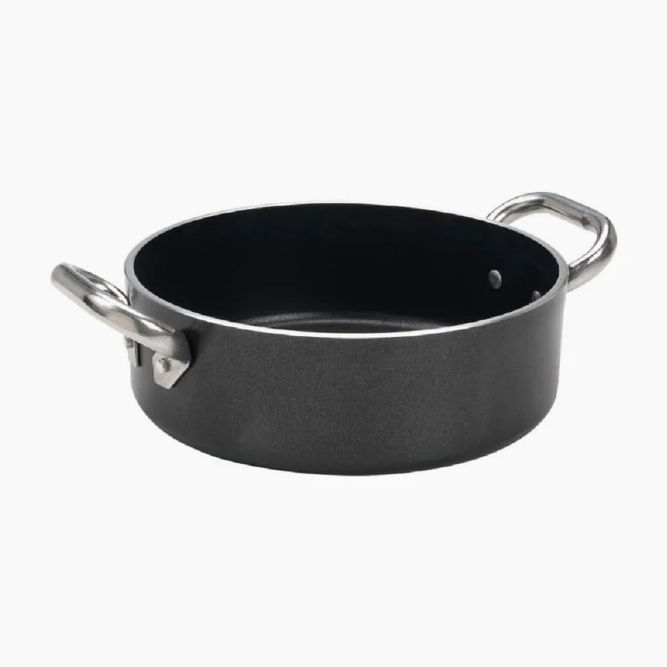 Pentole Agnelli ALSA2106SS28 Alblack Casseruola Bassa con Maniglie, Alluminio, Nero, 28 cm
