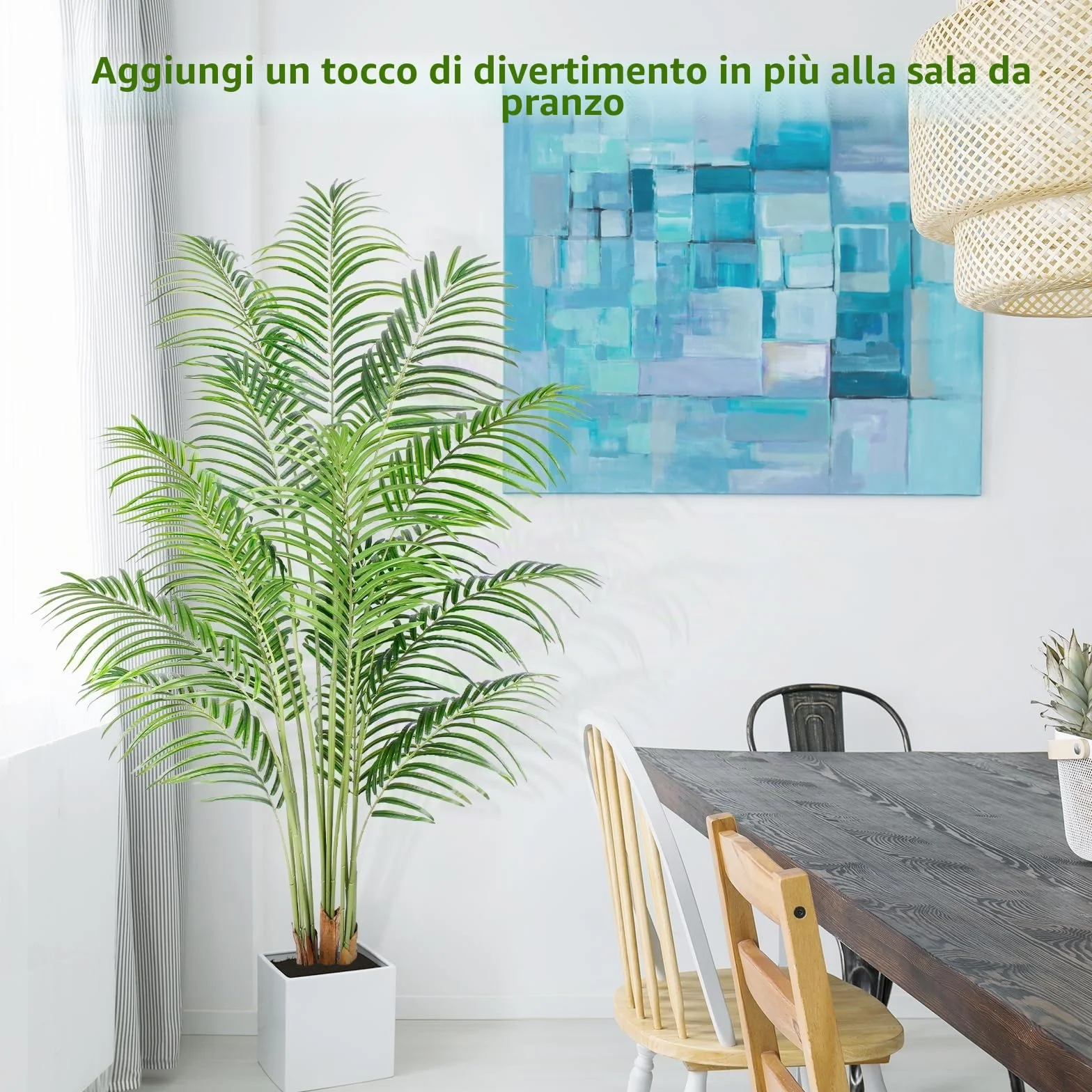 Palma Artificiale 180cm Pianta Finta da Interno Esterno Alta Decorazione
