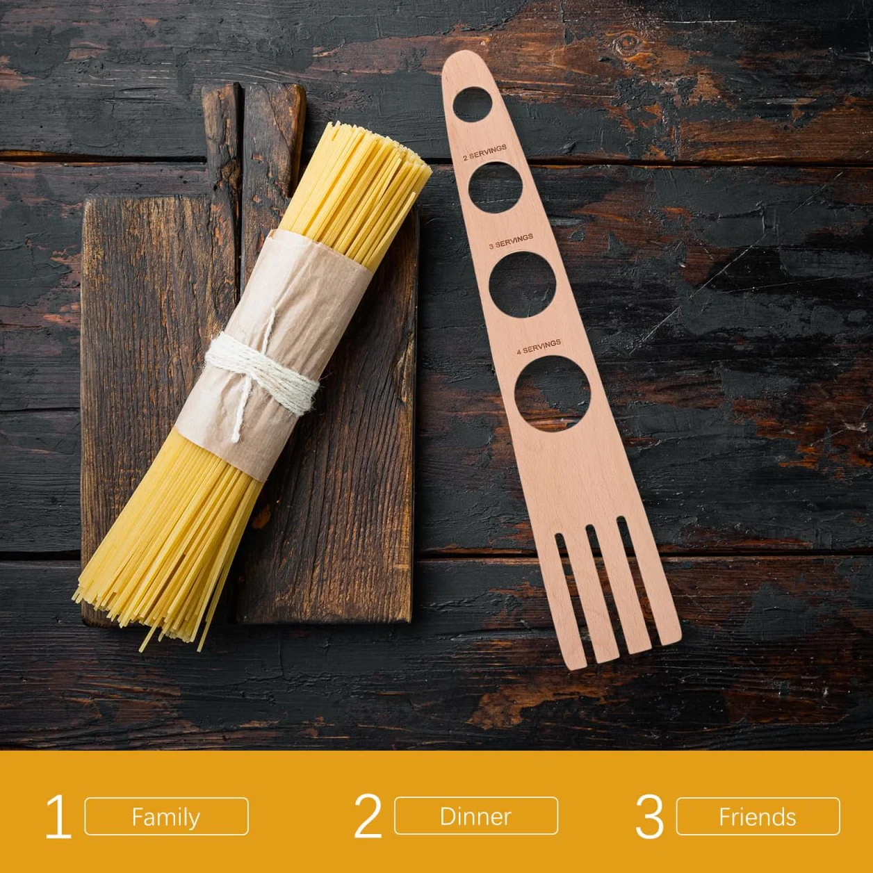 Ciieeo Misuratore Dose Spaghetti in Legno Con 4 Fori Per Porzioni Da 4 Persone Strumento Compatto Per Cucina Domestica E Chef Controllo Preciso Delle Porzioni Di Pasta