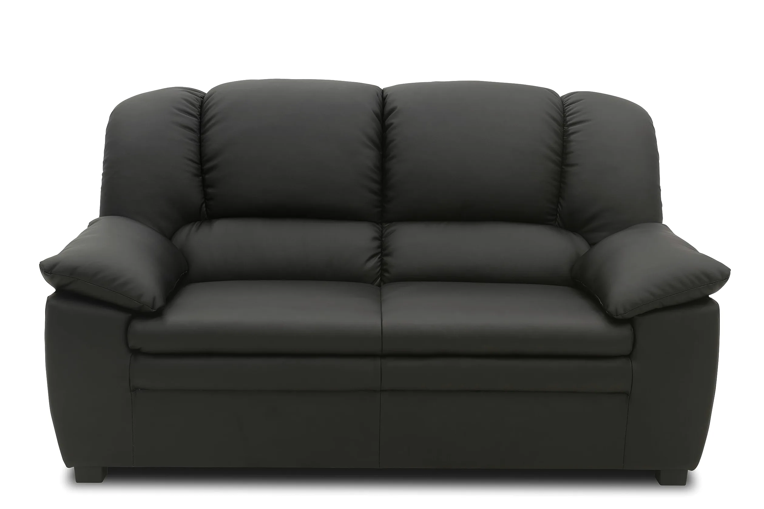 DOMO. collection Divano Ambato in pelle a 2 posti dal design classico, 2 divani in similpelle, 159 x 92 x 88 cm (larghezza x profondità x altezza), nero