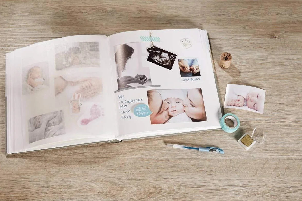 walther design Album Fotografico Blu 28 x 30,5 cm Album per Neonati, Baby Dreamtime UK-151-L