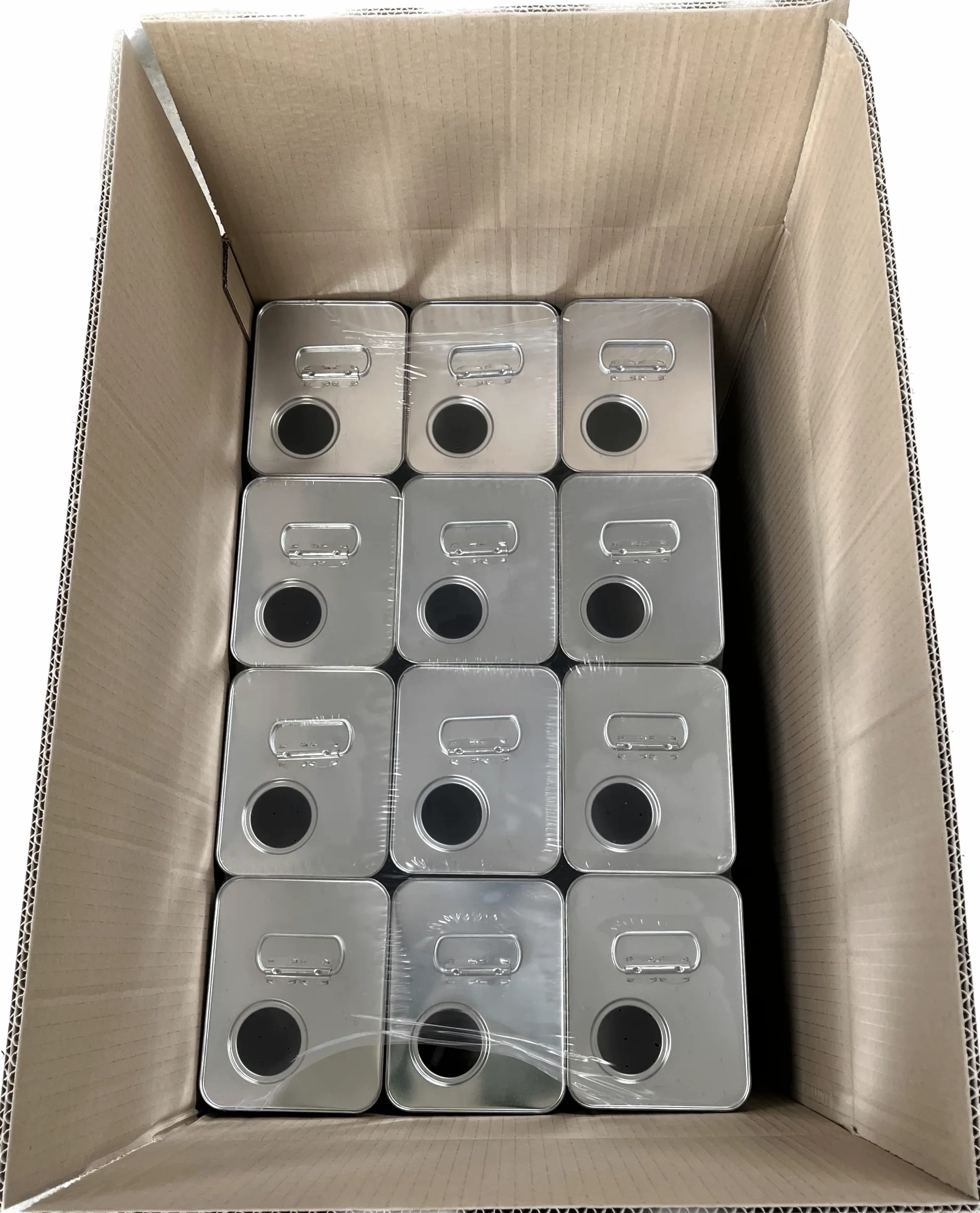 x12 Lattina Latta in Metallo per Olio Contenitore 5lt con Tappo e Maniglia