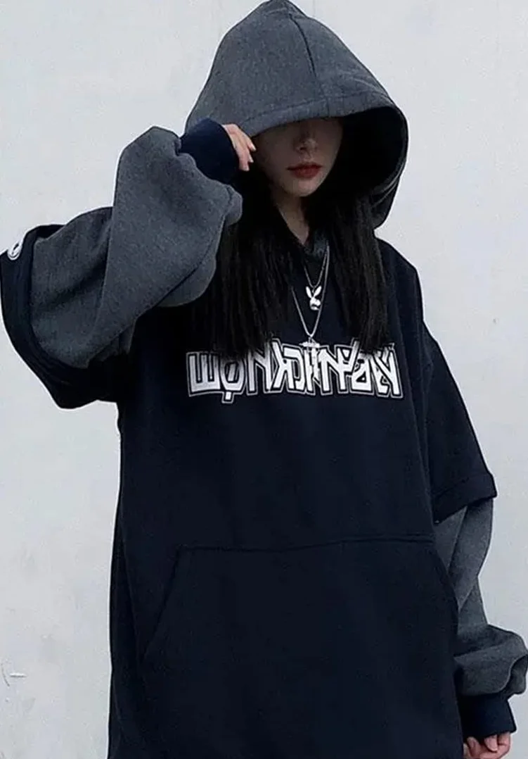 WINKEEY Japan Harajuku Maglione con Cappuccio da Donna Ragazze Autunno Inverno Felpa con Cappuccio Hip Hop Streetwear Punk Carino Felpe Maglione