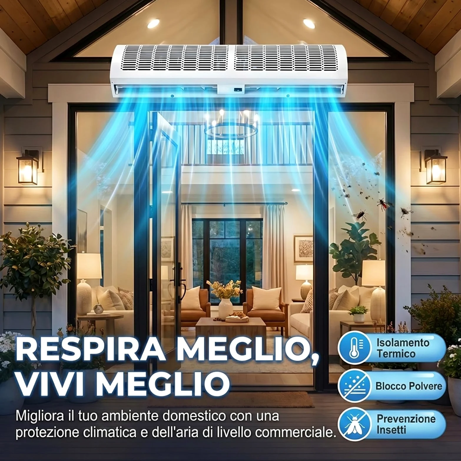 Barriera d'Aria, Cortina d'Aria Commerciale a Parete, Alta Velocità a 2 Velocità, Basso Rumore, Risparmio Energetico, per Ingresso, Negozio e Ristorante