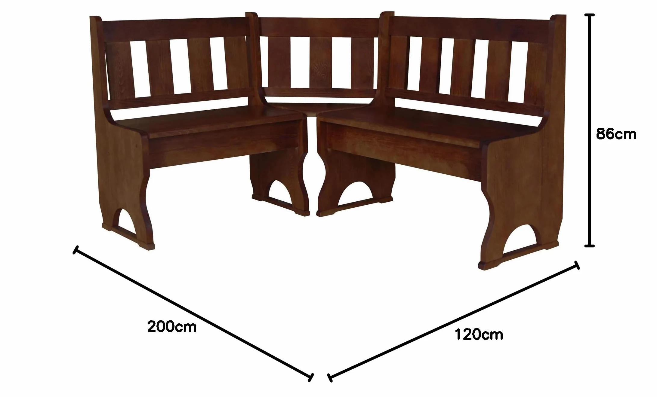 Koma Cassapanca angolare in legno di pino massiccio