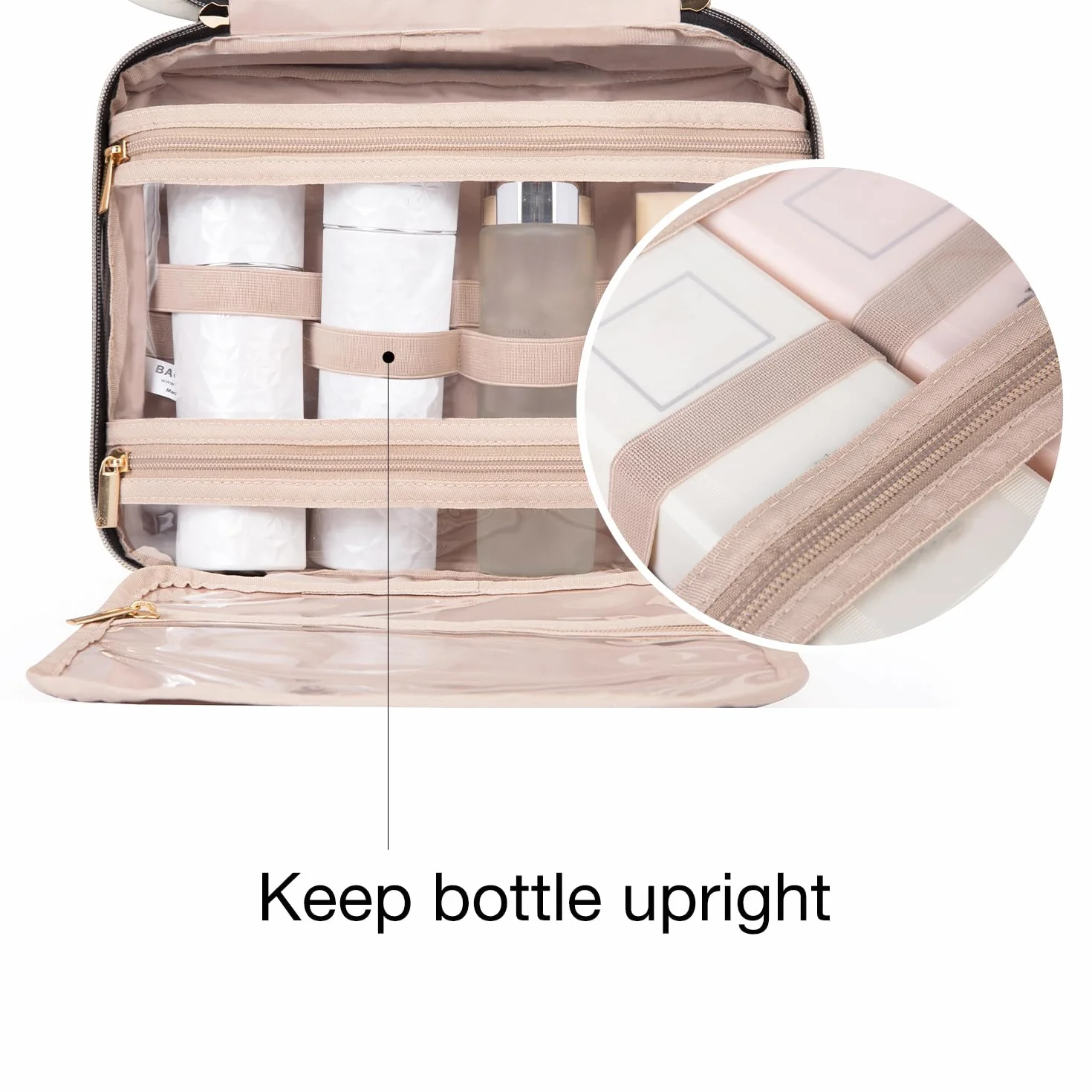 BAGSMART Borsa da Toilette Impermeabile per Donna Pochette Trucchi Appendere