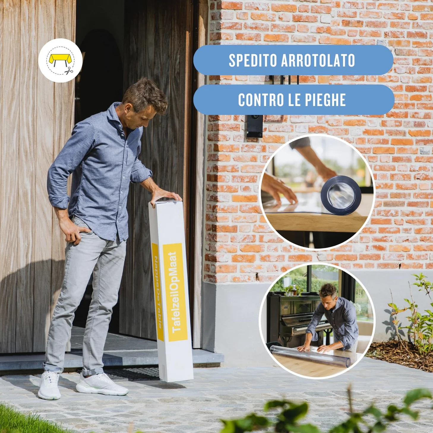 Trente Pellicola per tavolo 110 x 210 cm - spessore 2 mm - protezione da tavolo con bordi smussati, tovaglia trasparente, rettangolare, dimensioni a scelta, pellicola protettiva, lavabile