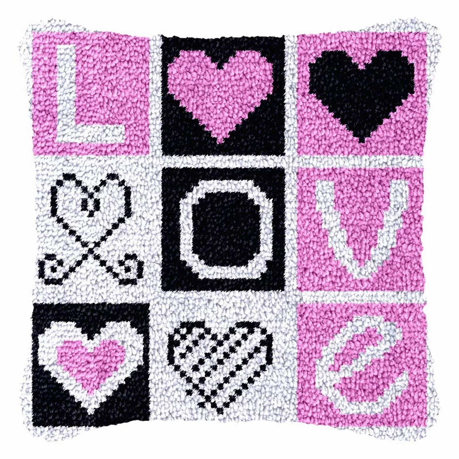 Set di ganci fai da te per annodare, set di cuscini da annodare, set di cuscini Latch Hook, set di cuscini per annodare, confezione da annodare, federa per cuscino da divano, regali fatti a mano, 43 x