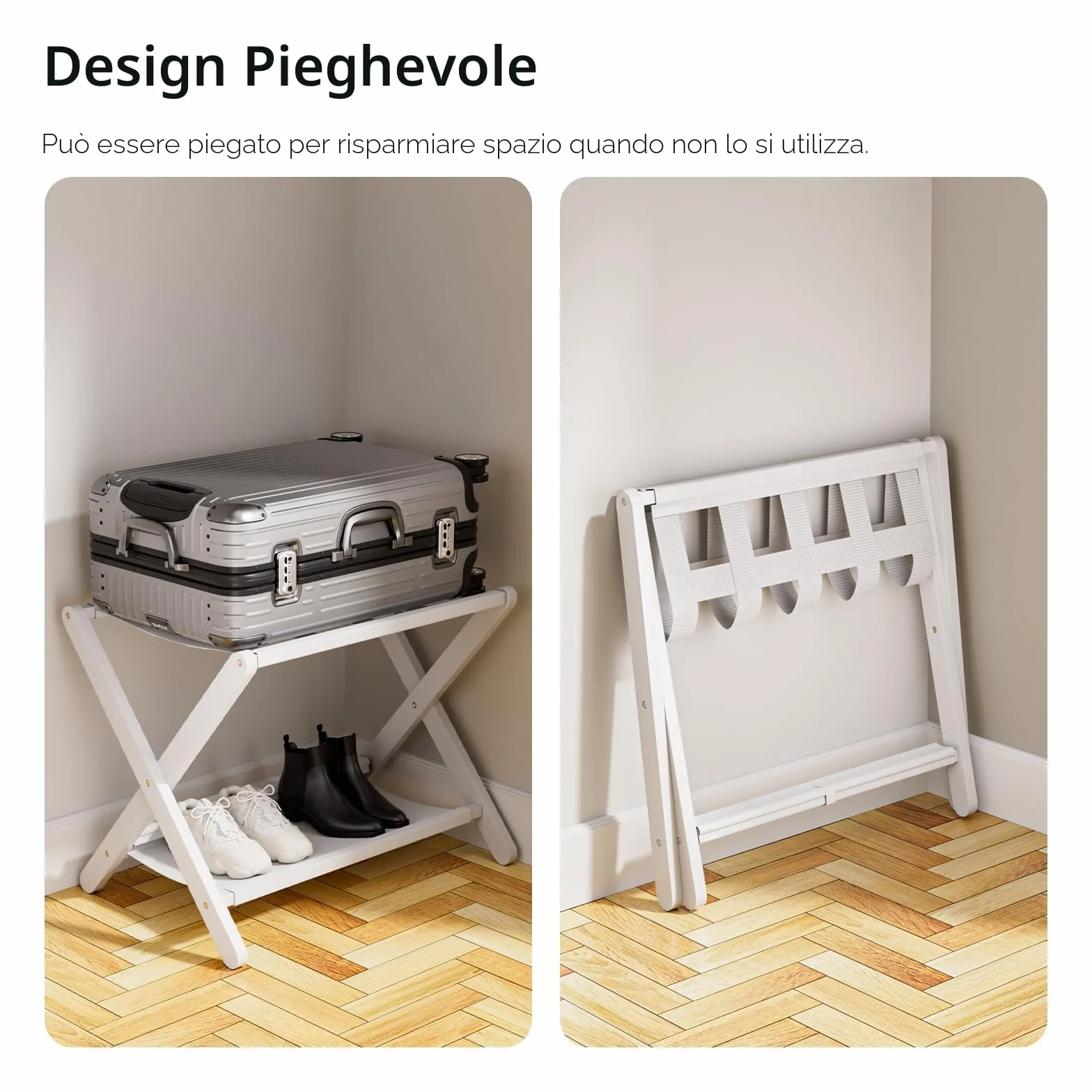 HITNET Pieghevole Portavaligia in Bambù Bianco