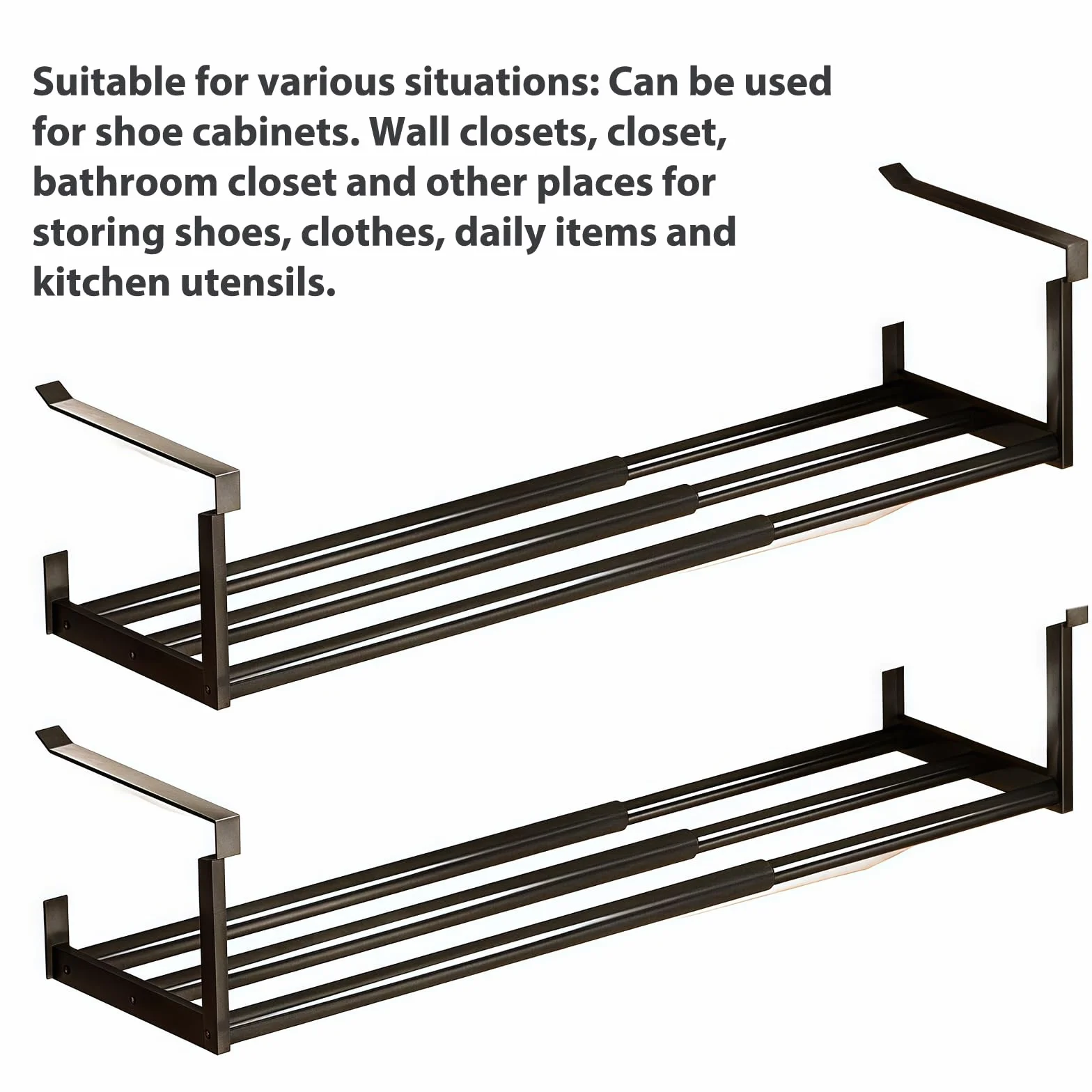 2 scaffali sospesi, 40 – 70 cm, scaffalatura telescopica, mensola sospesa, scaffale espandibile per armadio, scarpe, cucina e stoccaggio