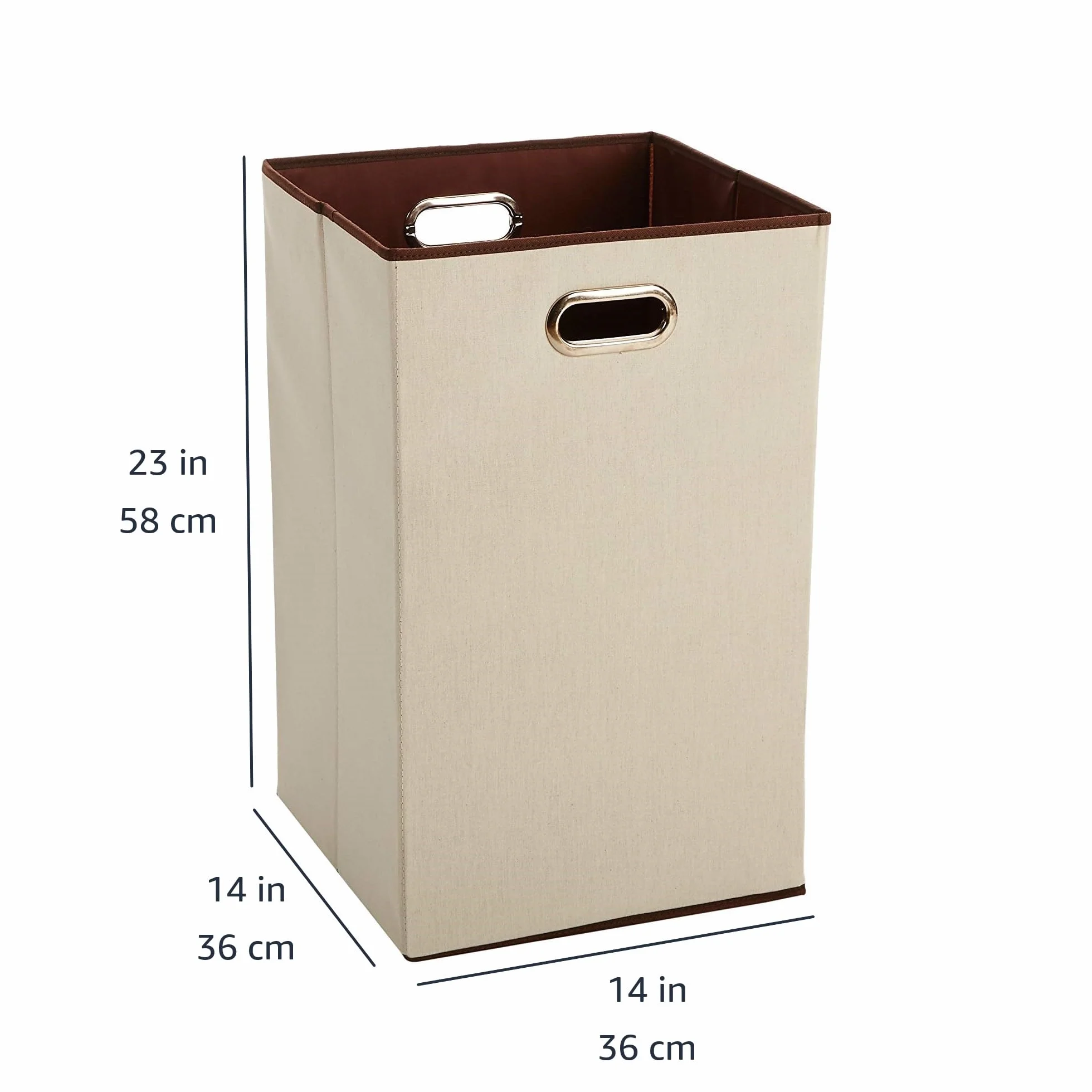 Amazon Basics Rettangolare Cesto portabiancheria pieghevole, Beige,Marrone