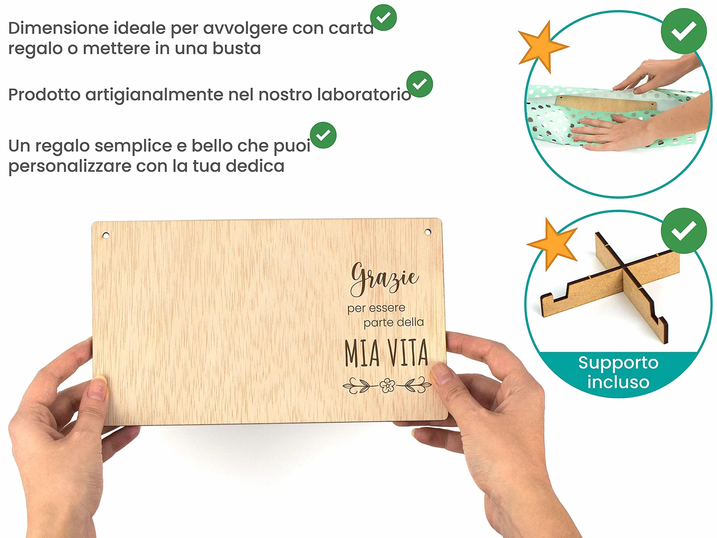 CONTRAXT Portafoto con clip in legno, regalo cornice foto tavolo parete