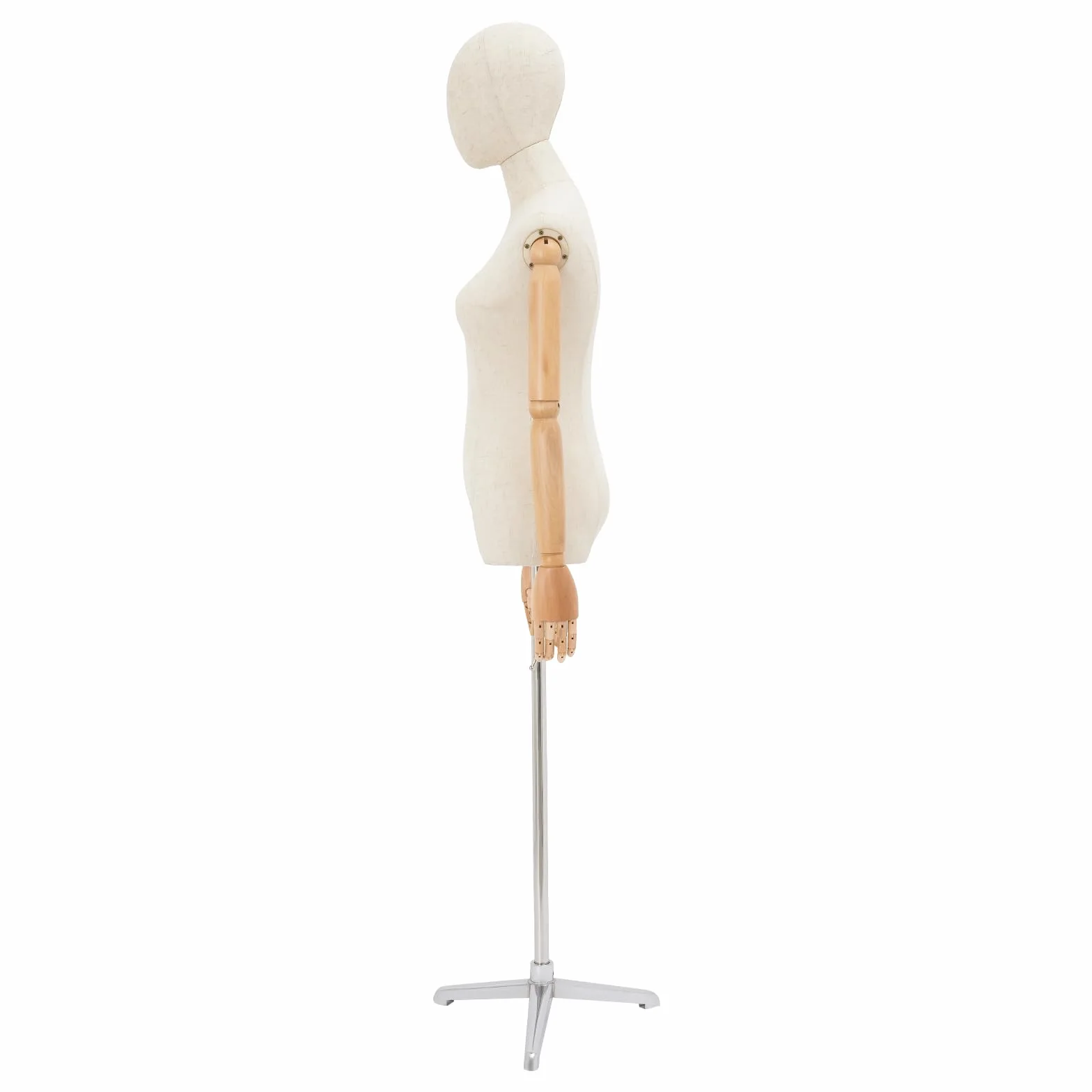 Manichino femminile, manichino da sarta, altezza regolabile 157 – 215 cm, manichino da donna con braccia flessibili in legno, manichino per abiti e gioielli
